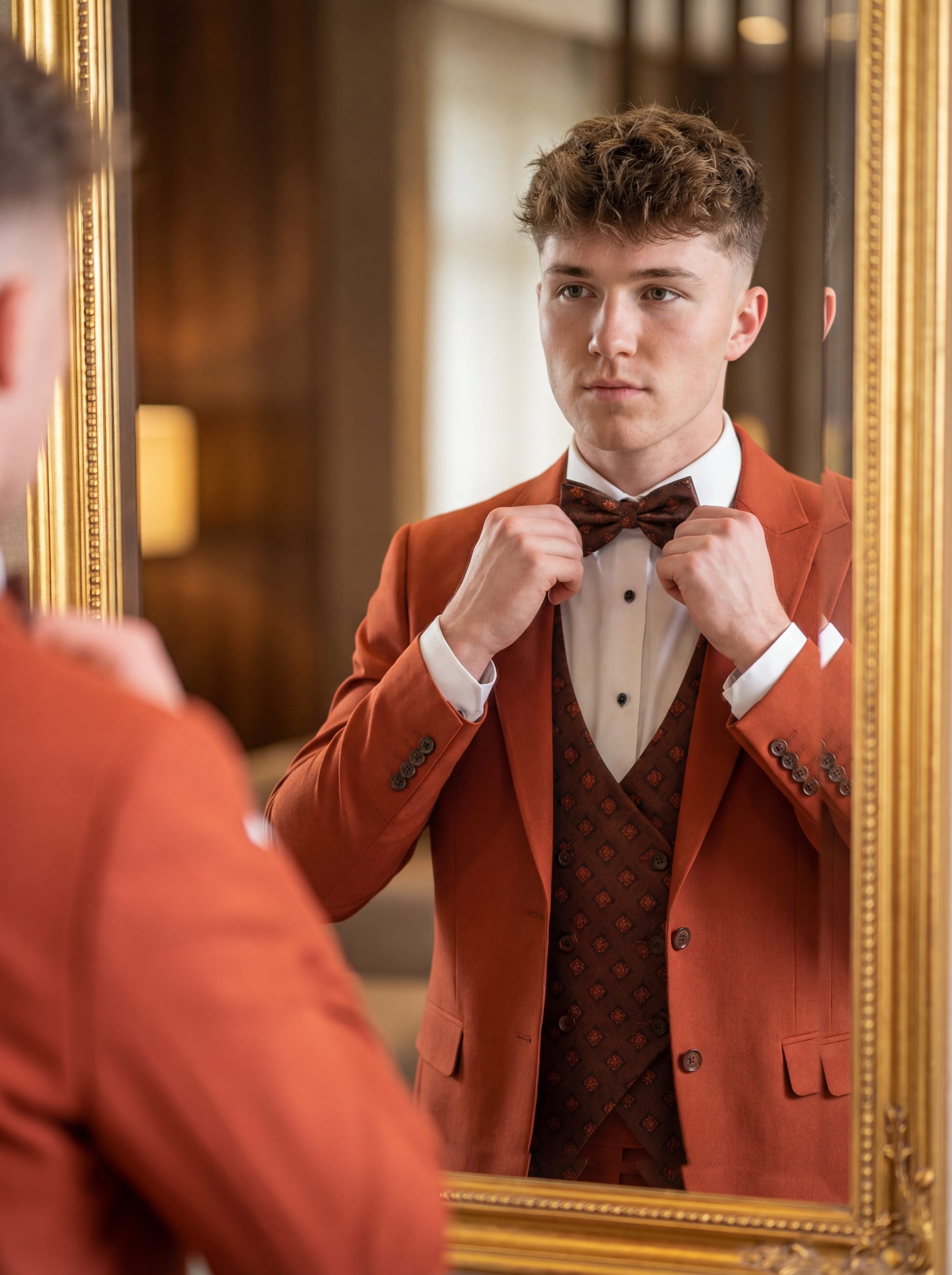 Prom Night Urban Mosaic Tile Collar Tuxedo in Milan Slate – Perfect for Prom Kings | Slim-Fit Style with Accessories