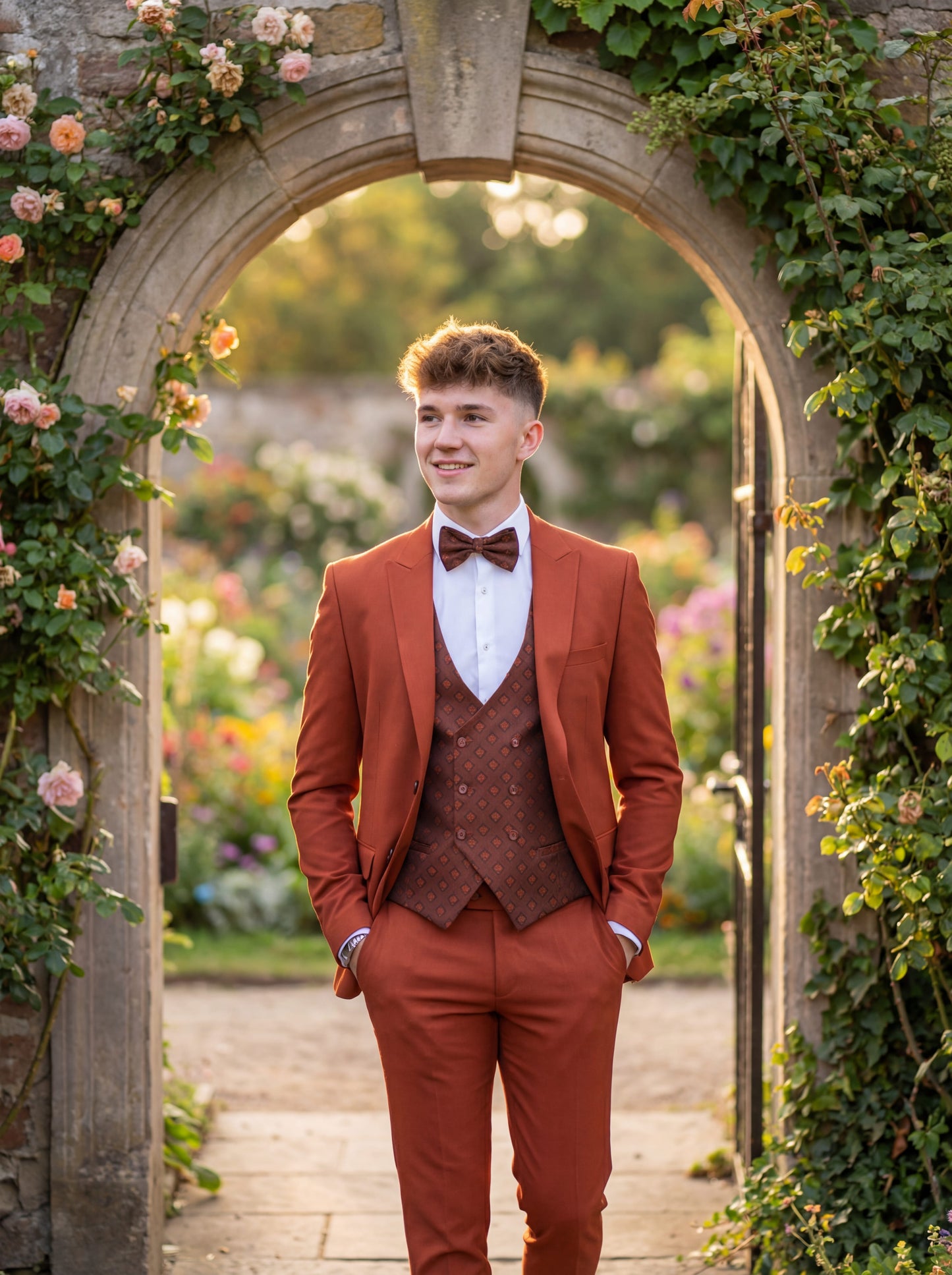 Prom Night Urban Mosaic Tile Collar Tuxedo in Milan Slate – Perfect for Prom Kings | Slim-Fit Style with Accessories