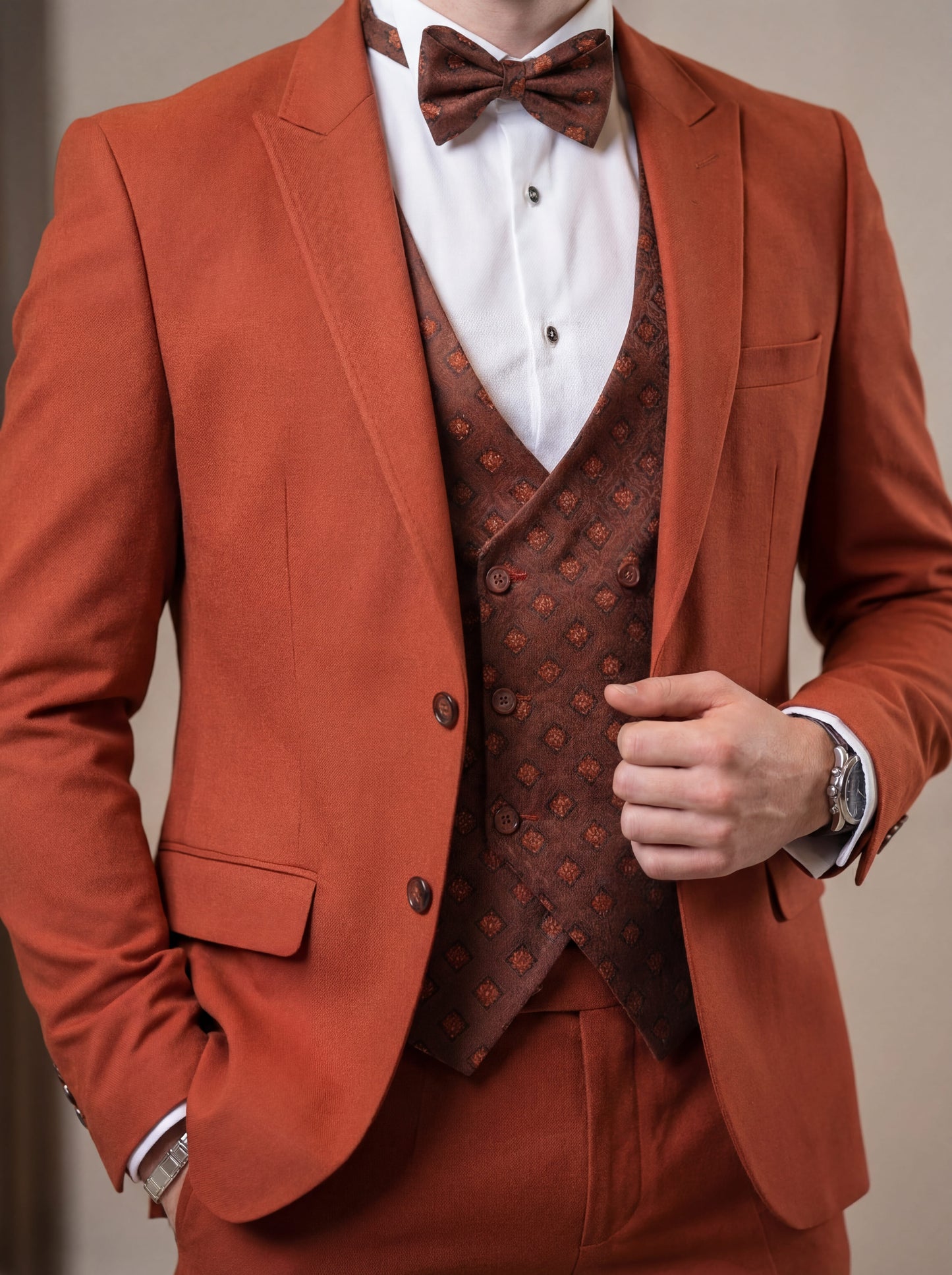 Prom Night Urban Mosaic Tile Collar Tuxedo in Milan Slate – Perfect for Prom Kings | Slim-Fit Style with Accessories