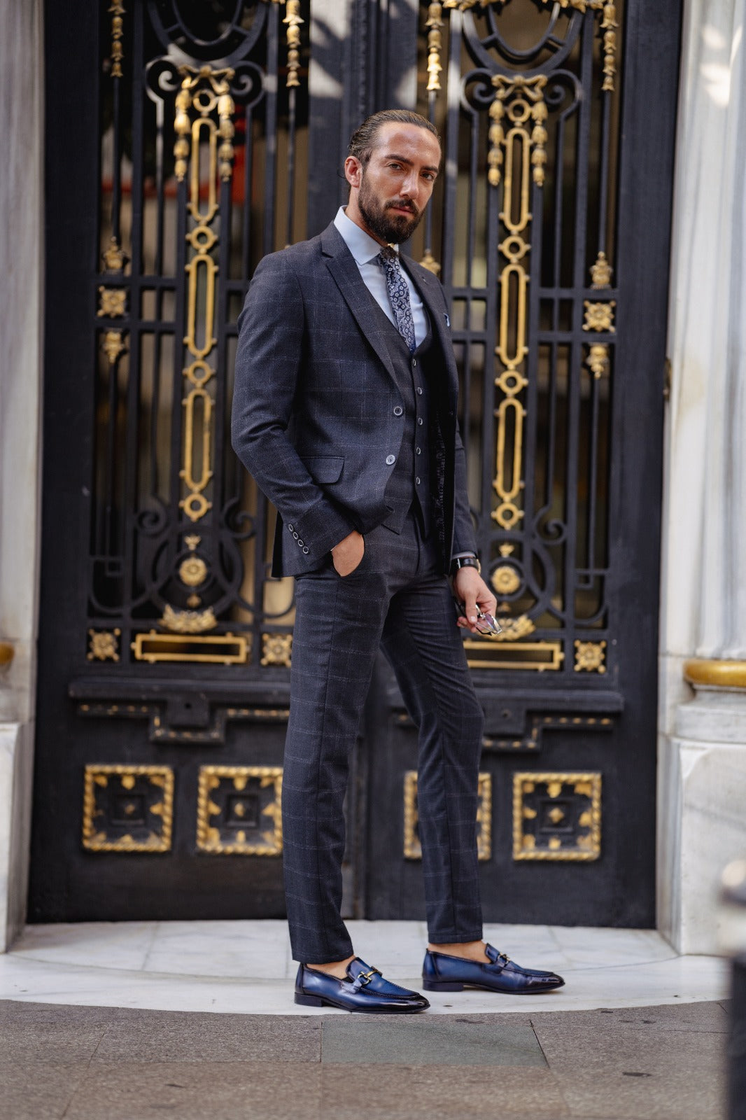 Men Suit Stylish Navy Blue Suit 3 Piece Suit Business Suit For Men Dashing  Suit Slim Fit. -  Portugal