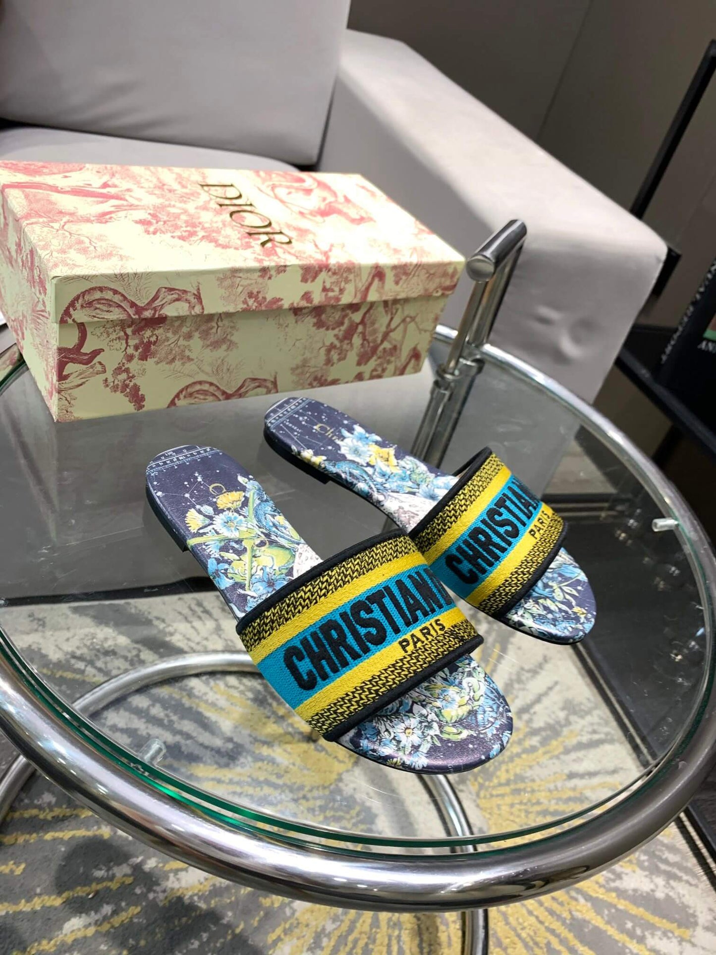 Christian Dior Bandana Dway Slip-ins Marinblå/Mörkblå