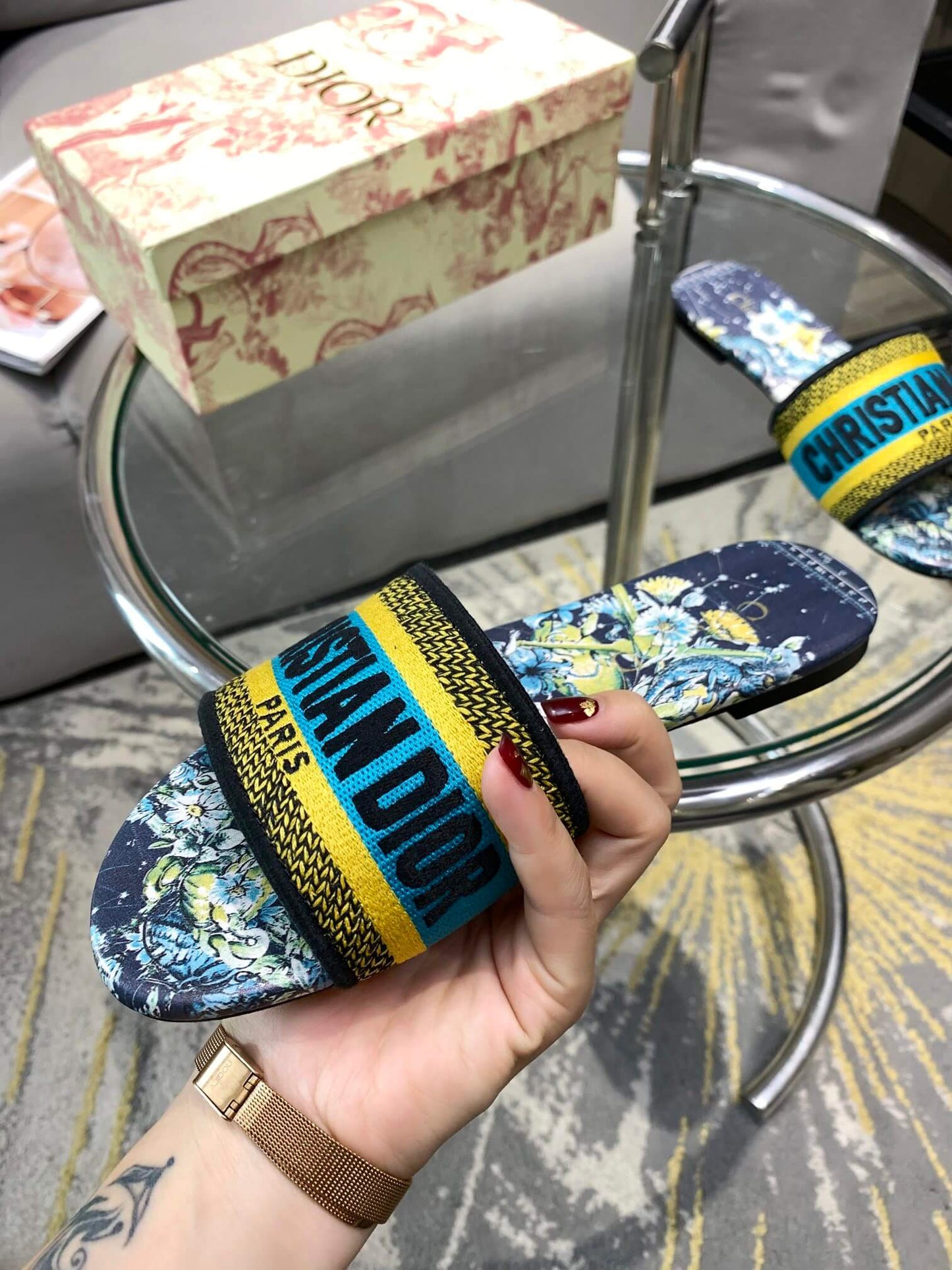 Christian Dior Bandana Dway Slip-ins Marinblå/Mörkblå