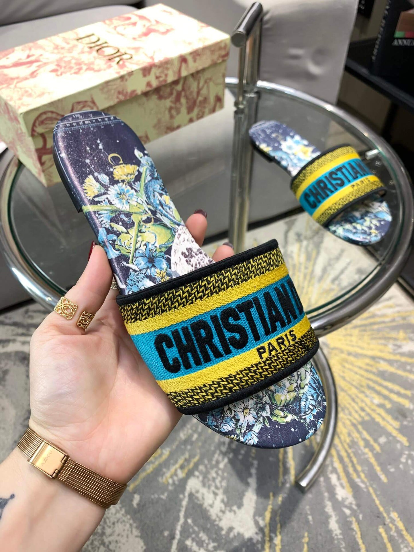 Christian Dior Bandana Dway Slip-ins Marinblå/Mörkblå