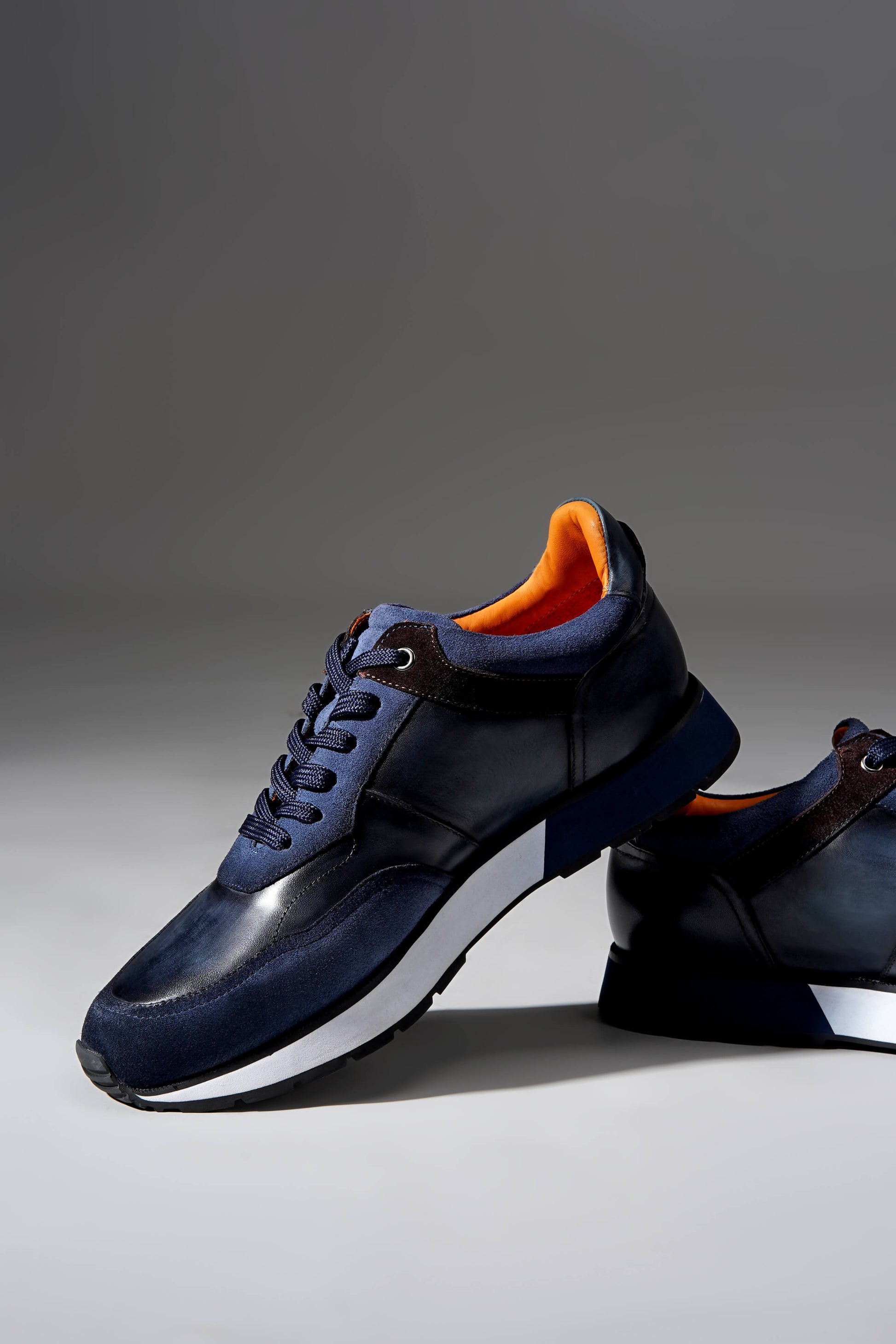 Navy blue luxury leather sneakers for men – premium cow leather casual shoes