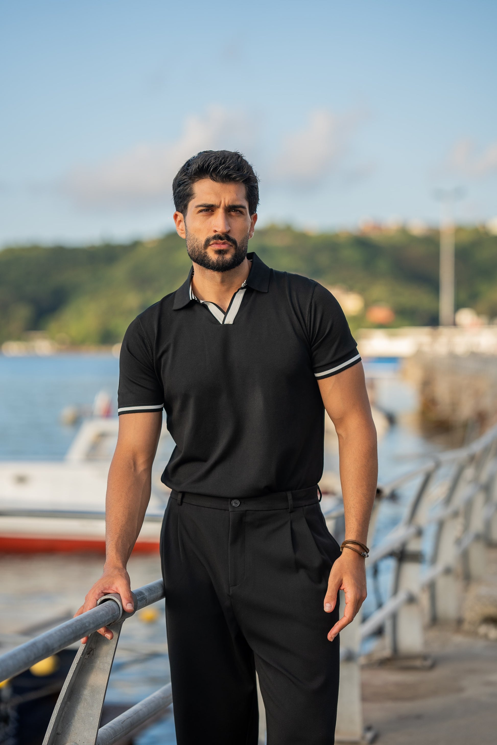 dress collar polo shirts Collars & Co Blue 4-Way Stretch Short Sleeve Button Down The Original Dress Collar Polo