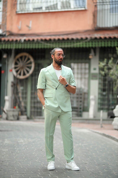 a socialist/ソーシャリスト/1B SUIT/MINT GREEN Positano Mint Green Short Sleeve Summer Suit – HolloMen