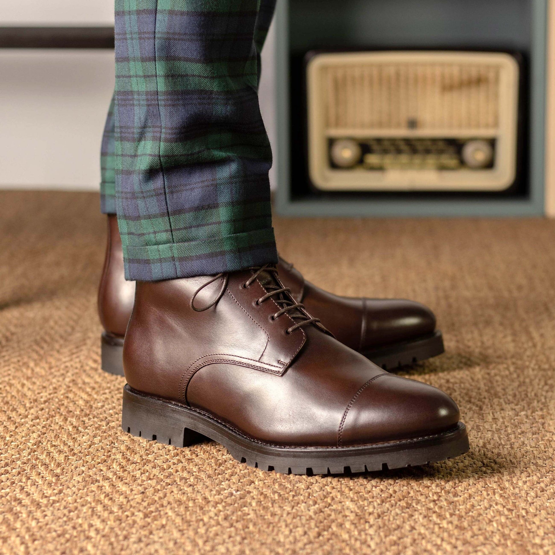 Dark Brown Box Calf Jumper Boots Elegant Cap Toe Men's Boot | Ambrogio Bespoke HolloMen Dark Brown Box Calf Jumper Boots Elegant Cap Toe Men's Boot | Ambrogio Bespoke HolloMen