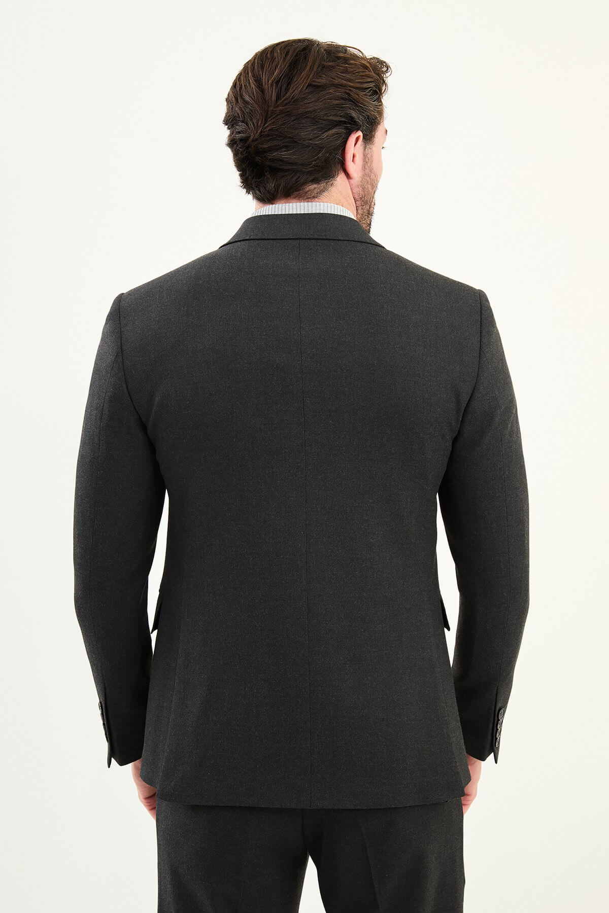 Zermatt Double Breasted Suit — Black Wool | HolloMen