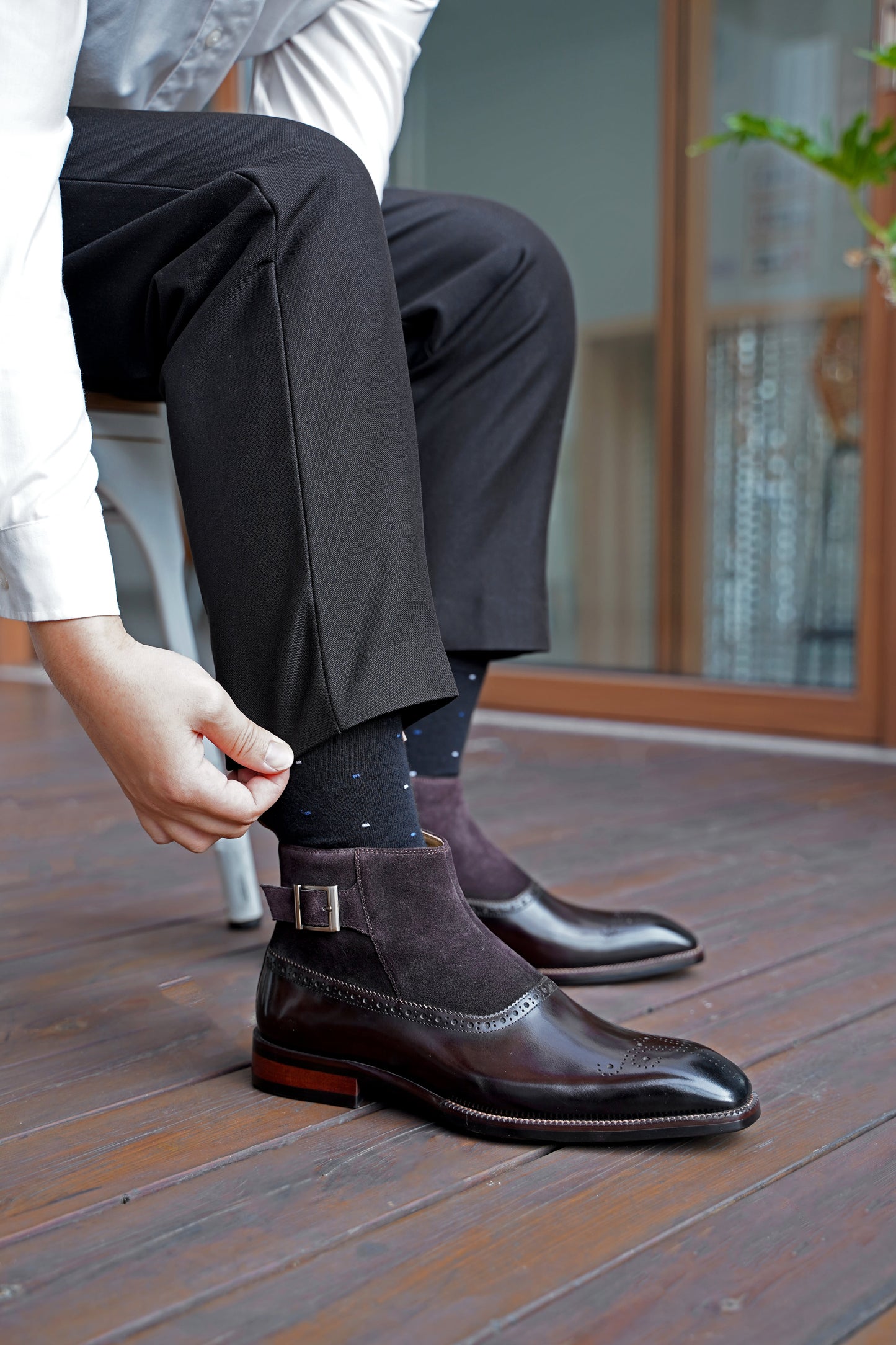 Brown Sable Brogue Chelsea BootsLuxury Men's Suede and Leather Boots. HolloMen Brown Sable Brogue Chelsea BootsLuxury Men's Suede and Leather Boots. HolloMen