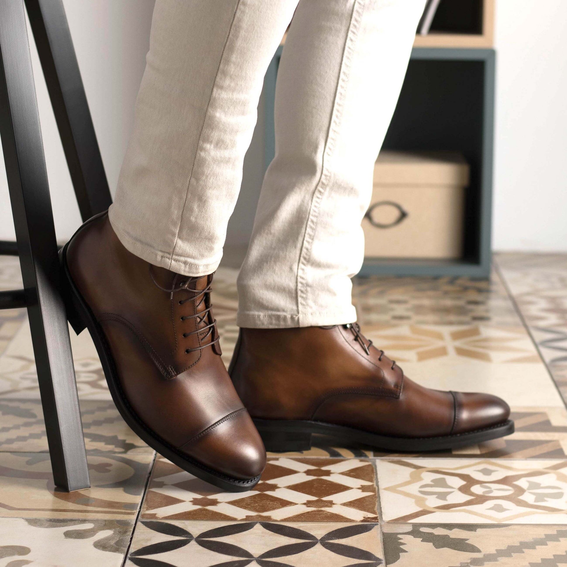 Brown Cap Toe Boots – Dainite Sole, Handmade to Order HolloMen