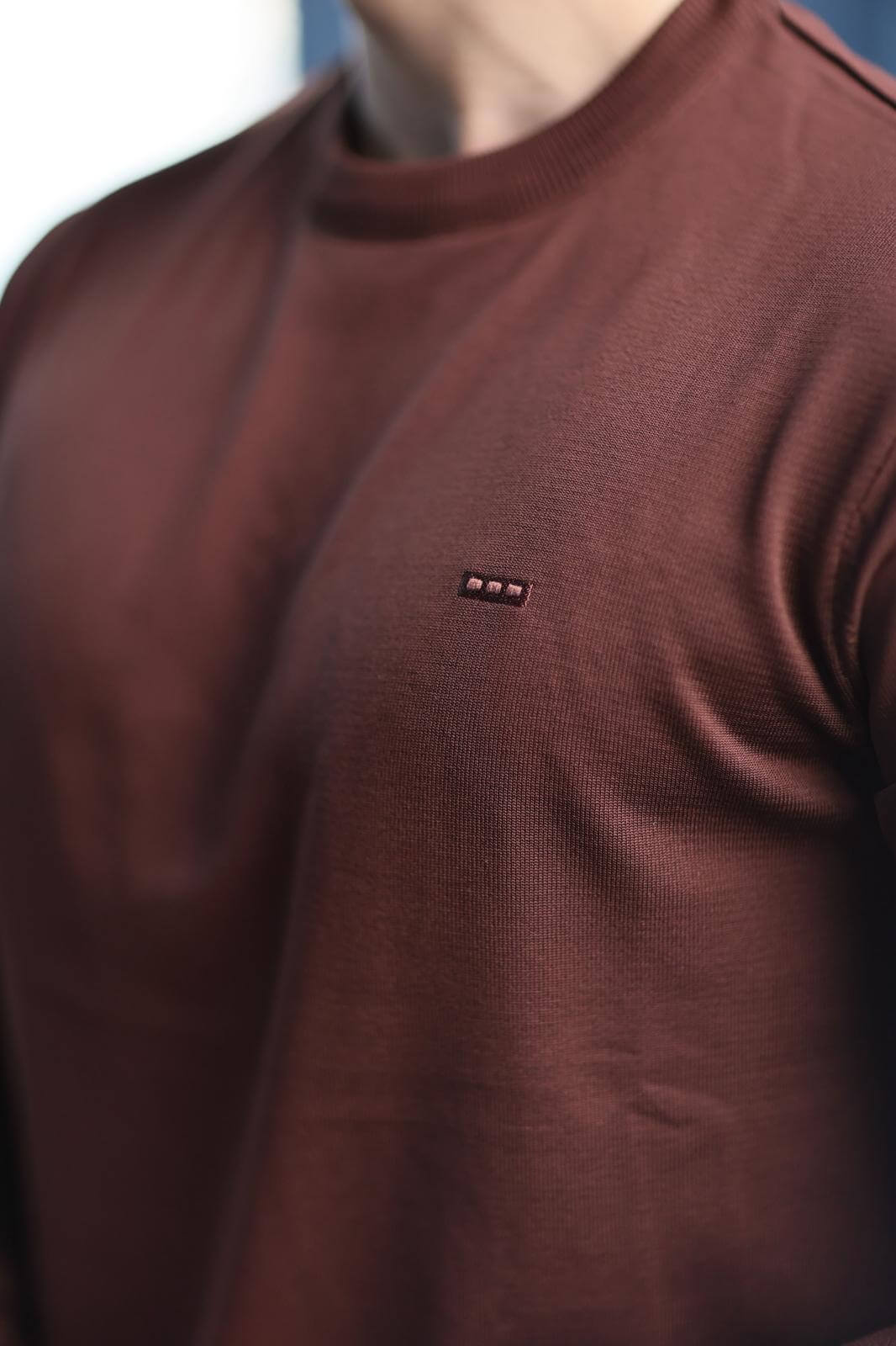 Men’s tile brown long sleeve knit sweatshirt