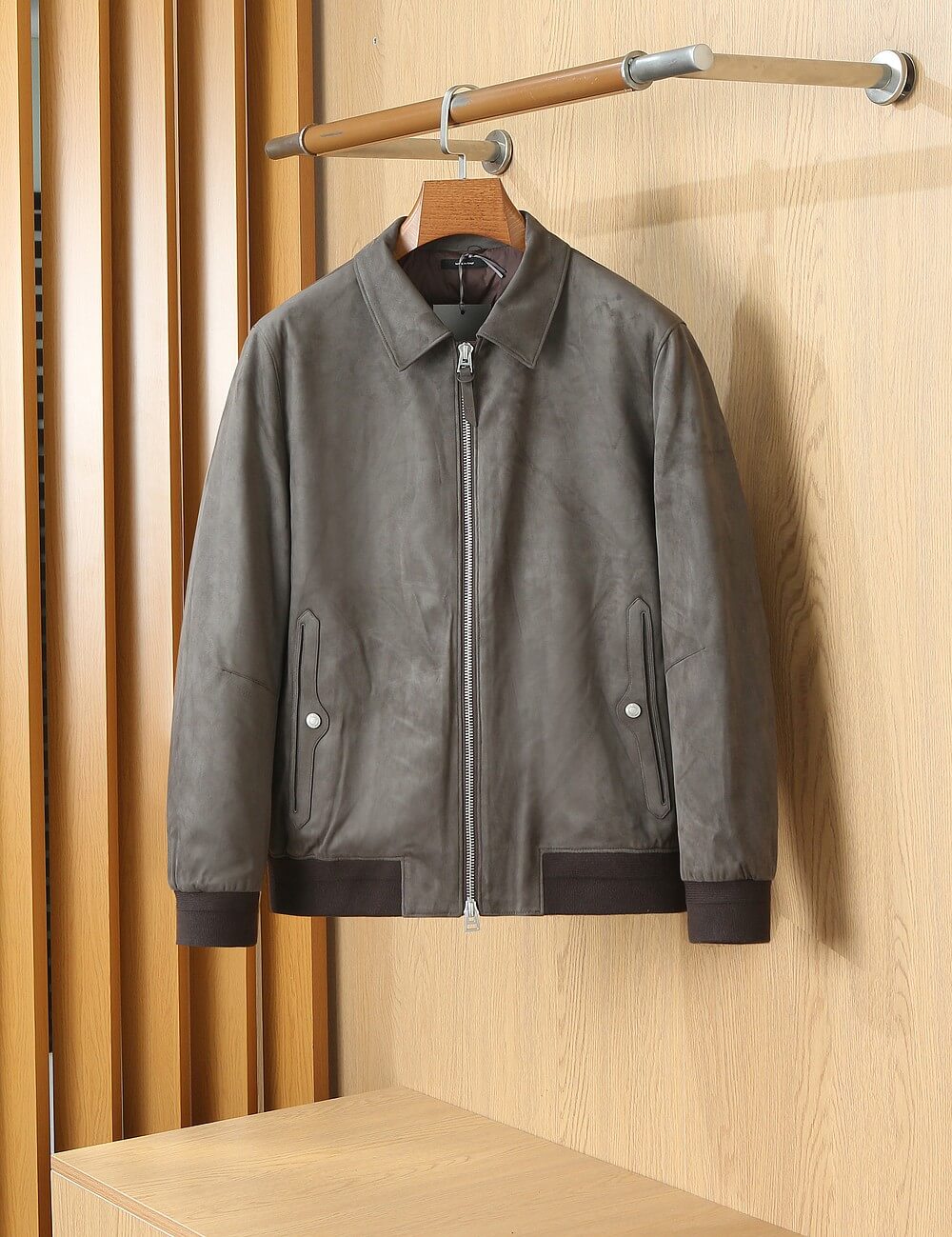 Tomford Grey Suede-style Zip-up Bomber Jacket