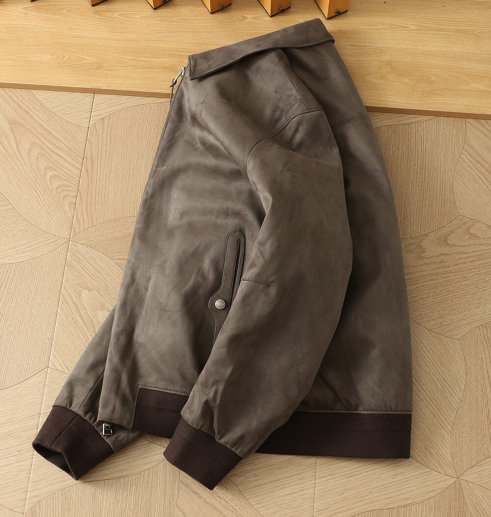 Tomford Grey Suede-style Zip-up Bomber Jacket