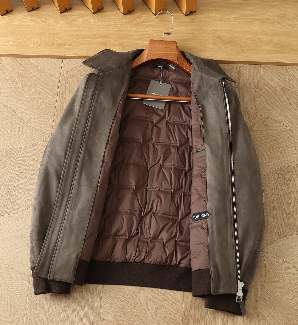 Tomford Grey Suede-style Zip-up Bomber Jacket
