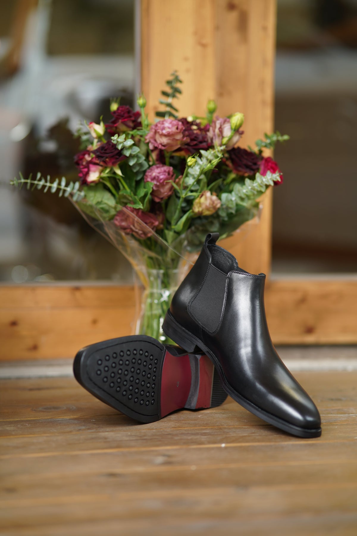 NOMENKLATURA Size 11 Pilgrim Grey Leather Rubber Sole Chelsea Boots Nexus (7cm Height Increase) | Elevator Chelsea Boots  main image 3
