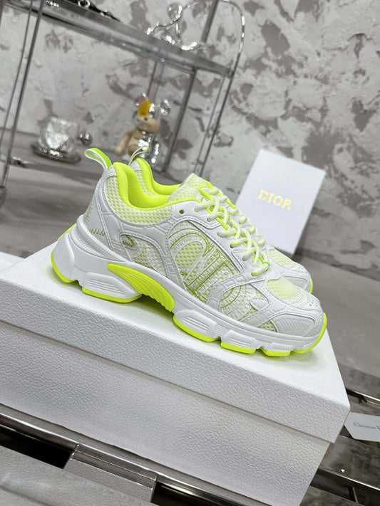 WOMENS DIOR CHRONO TRAINERS - NEON YELLOW.
