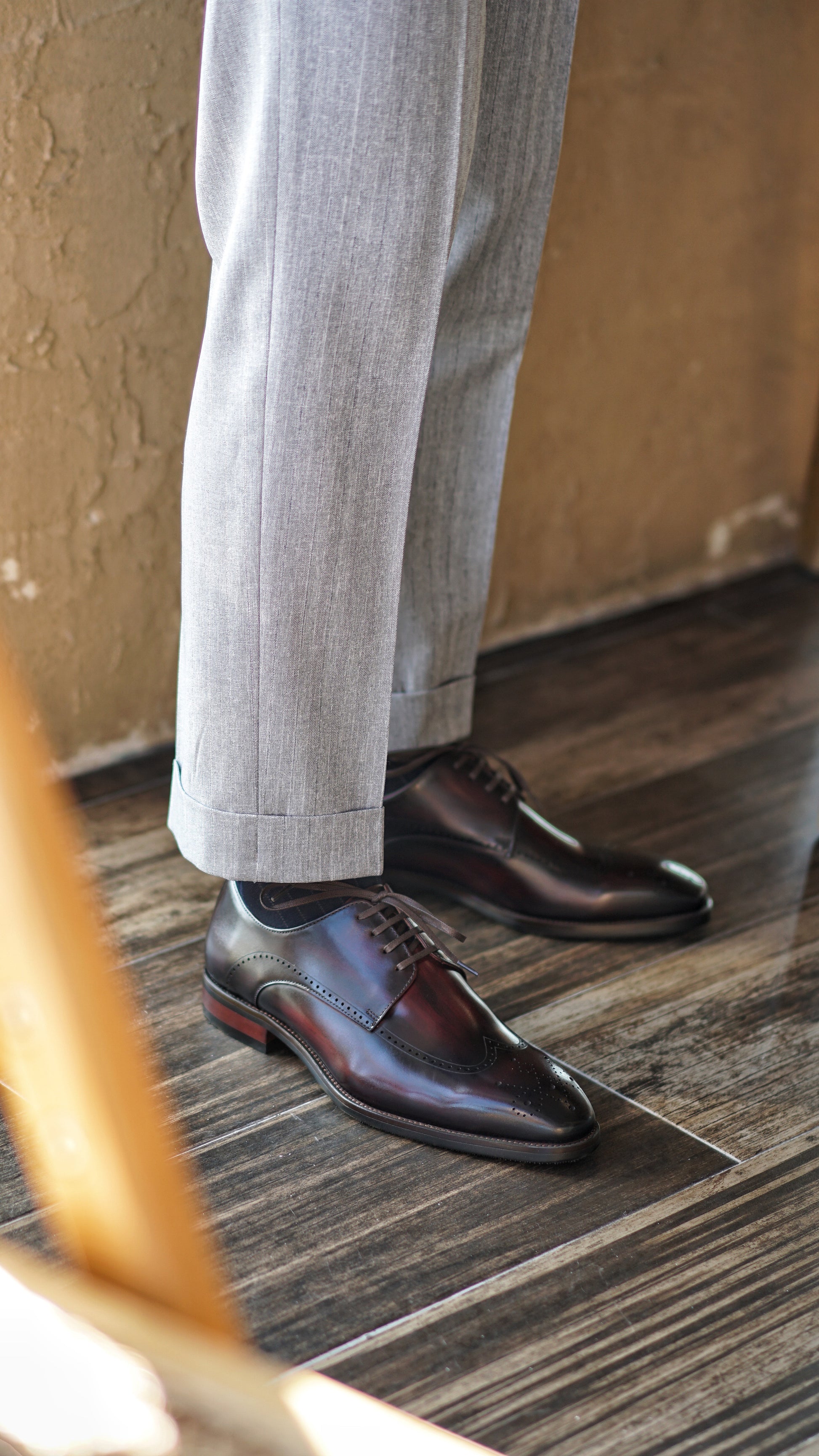 Burgundy Wingtip Brogue Derby Shoes HolloMen Burgundy Wingtip Brogue Derby Shoes HolloMen