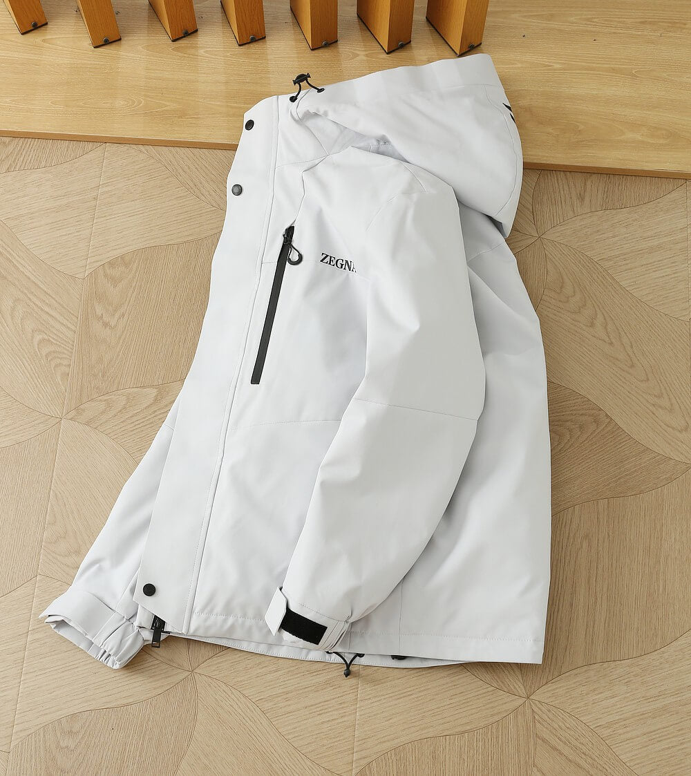Zegna White Sport Winter Ski Jacket