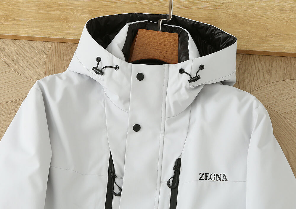 Zegna White Sport Winter Ski Jacket