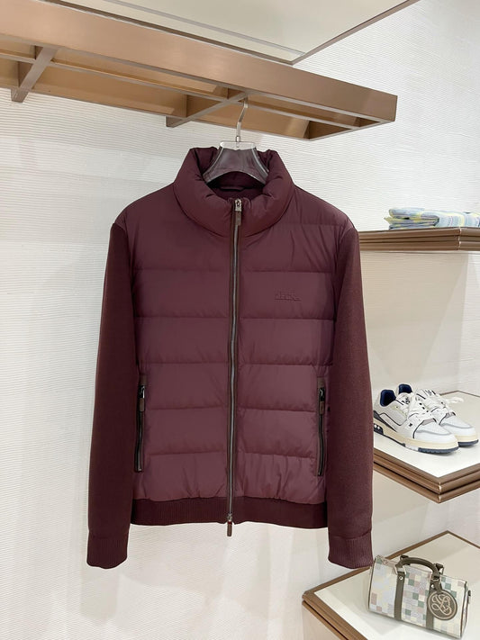 Zegna Ermenegildo Men's Down Jacket- Burgundy