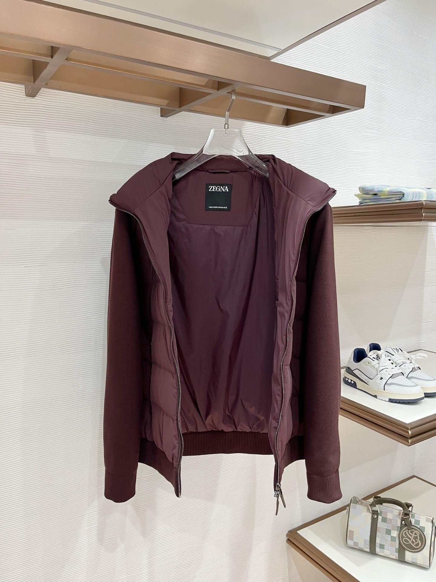 Zegna Ermenegildo Men's Down Jacket- Burgundy