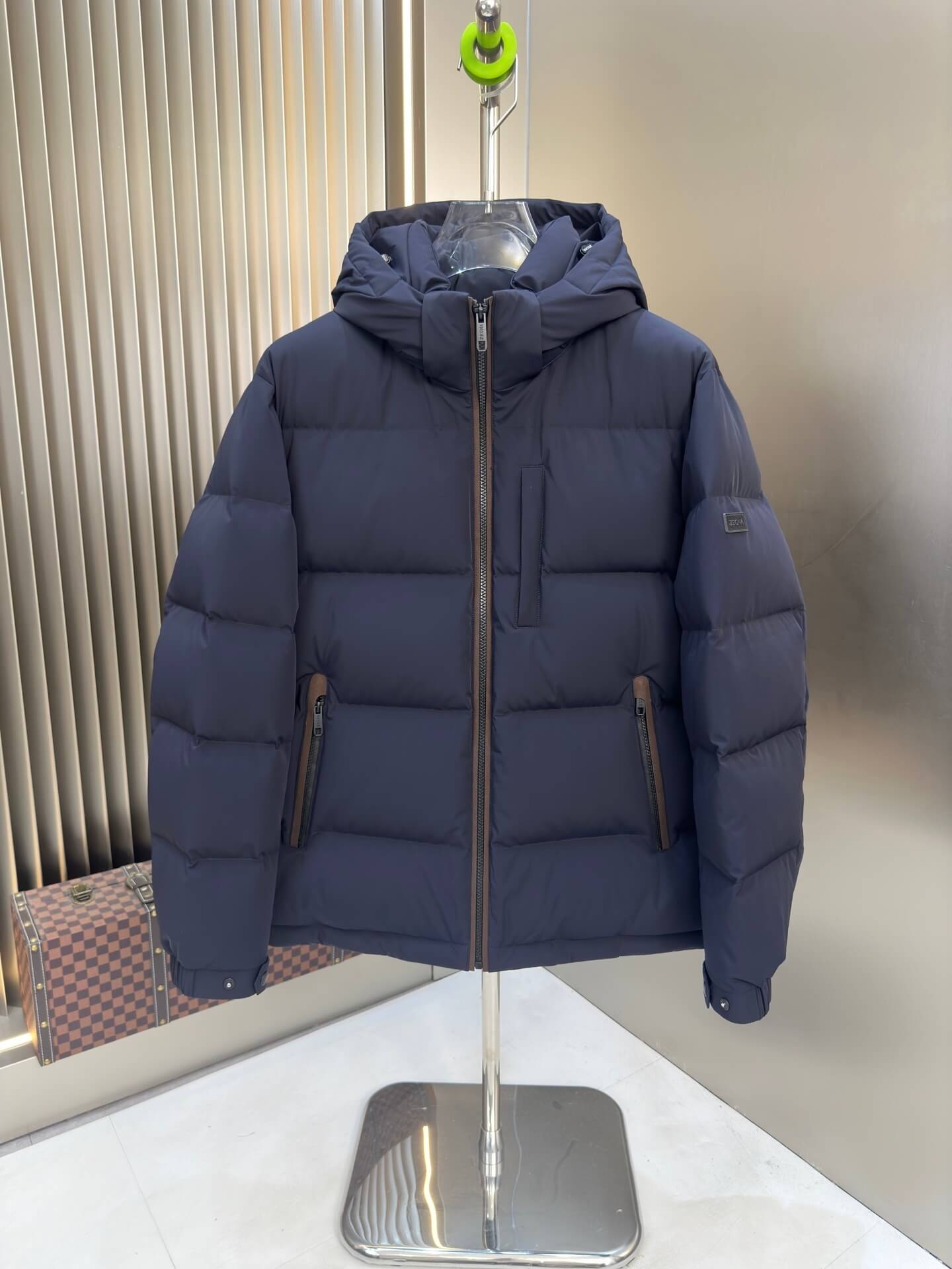 Chaqueta de plumas con capucha Zegna para hombre - Azul marino