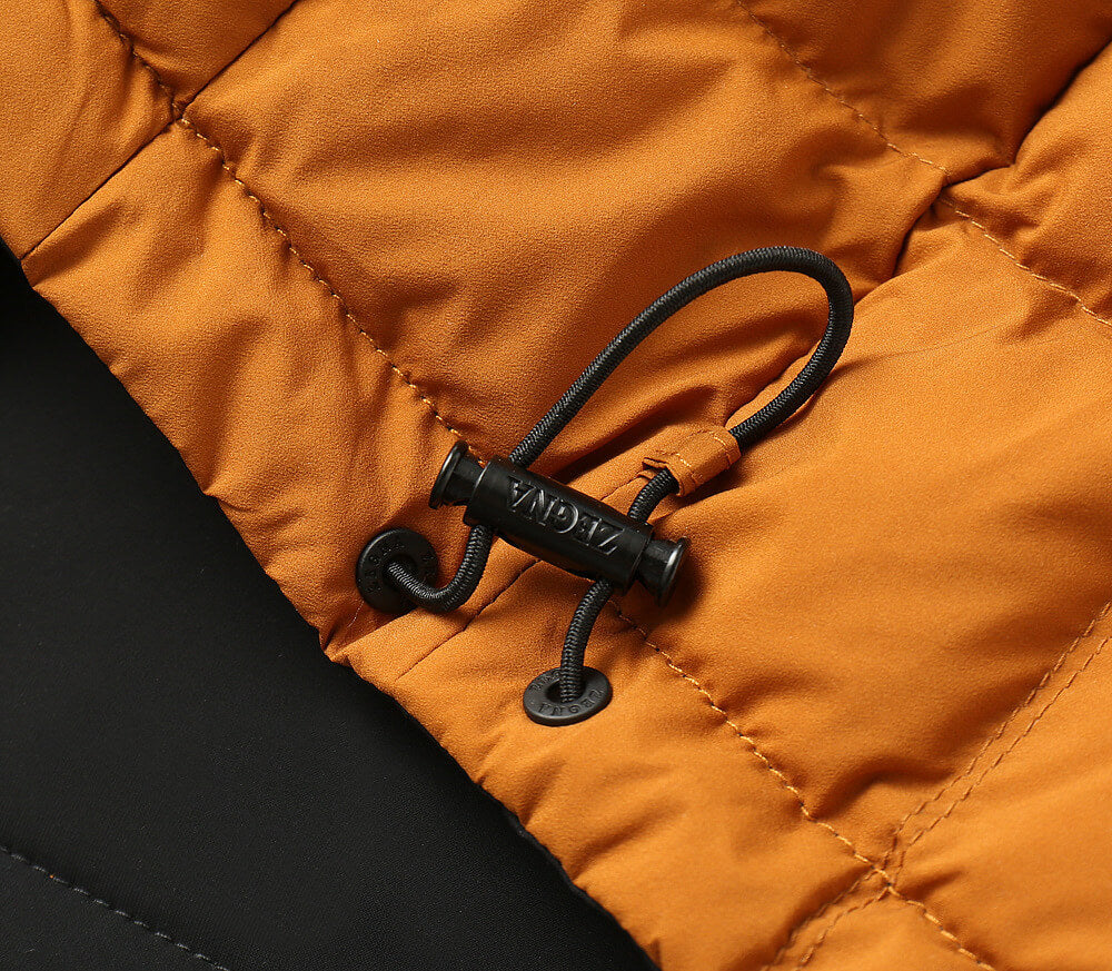 Zenga Reversible Hooded Down Jacket- Orange/Black