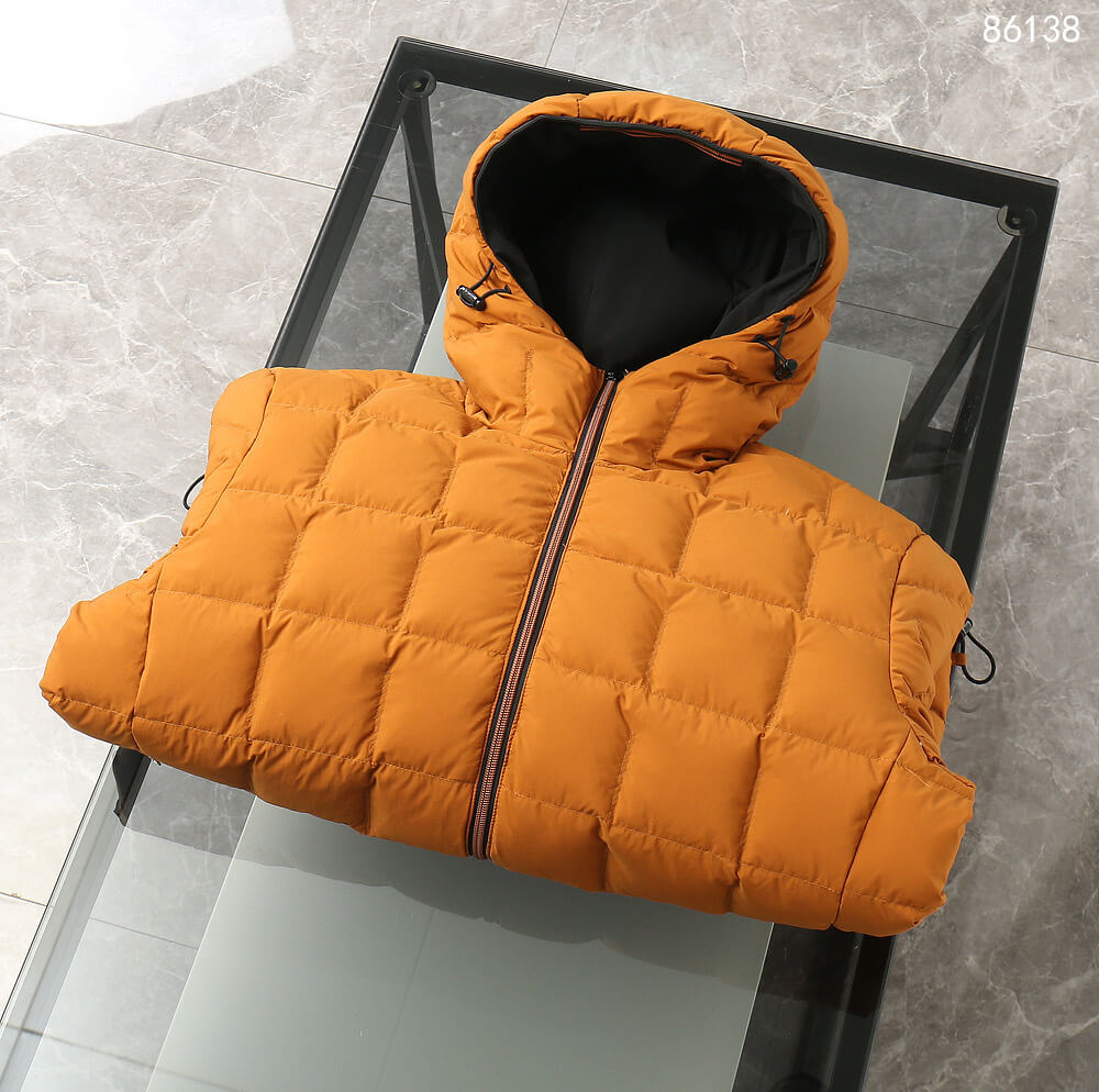 Zenga Reversible Hooded Down Jacket- Orange/Black