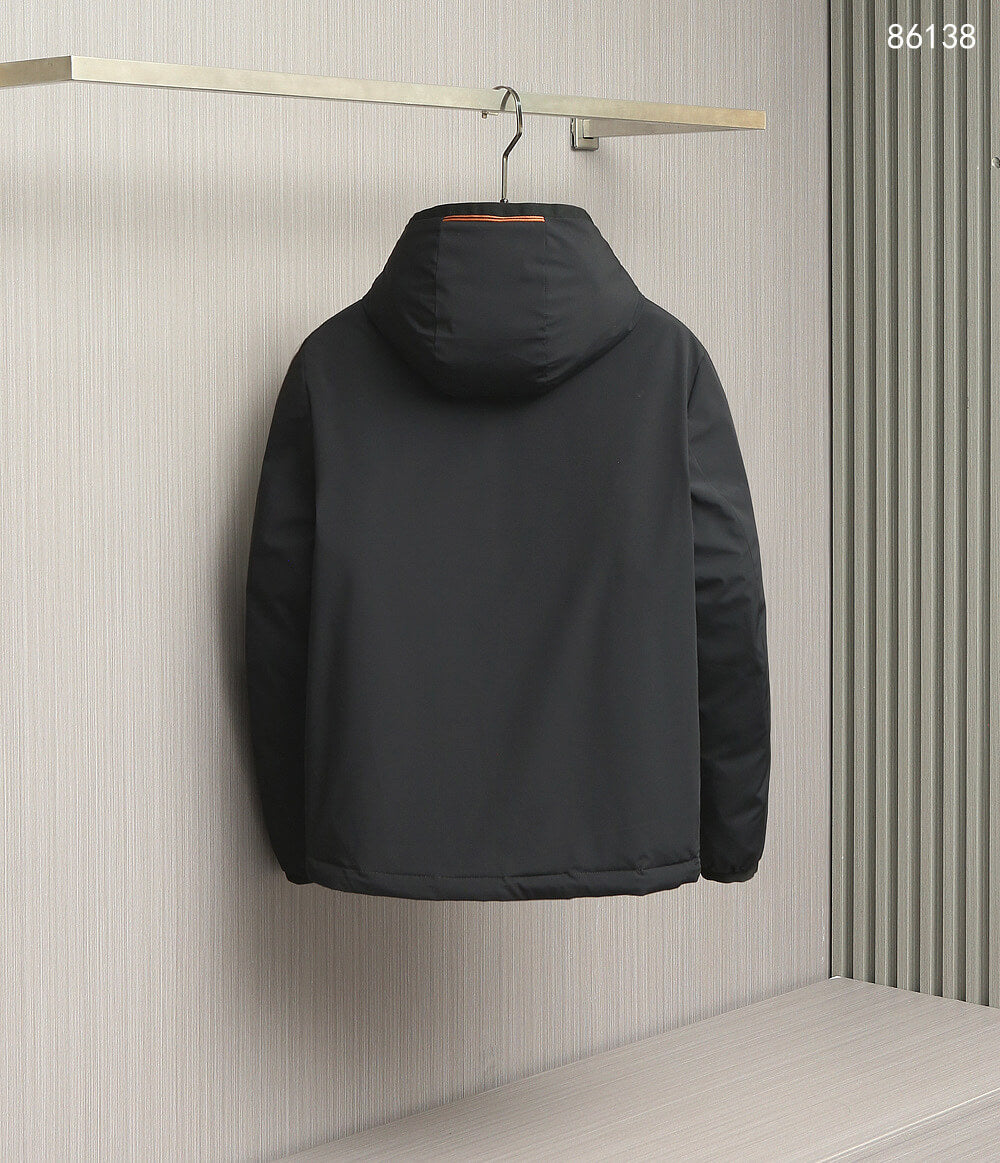 Zenga Reversible Hooded Down Jacket- Orange/Black