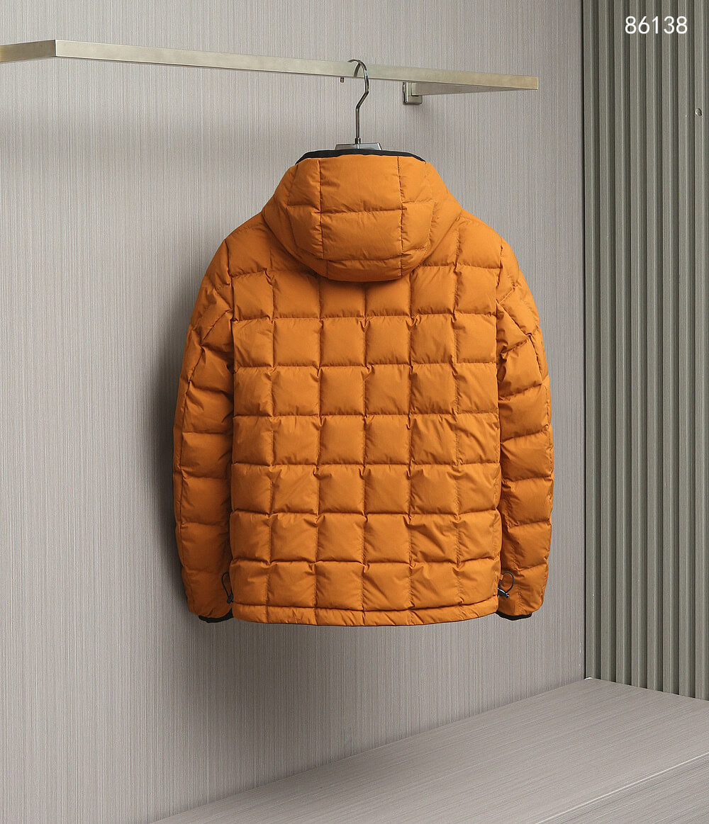 Zenga Reversible Hooded Down Jacket- Orange/Black