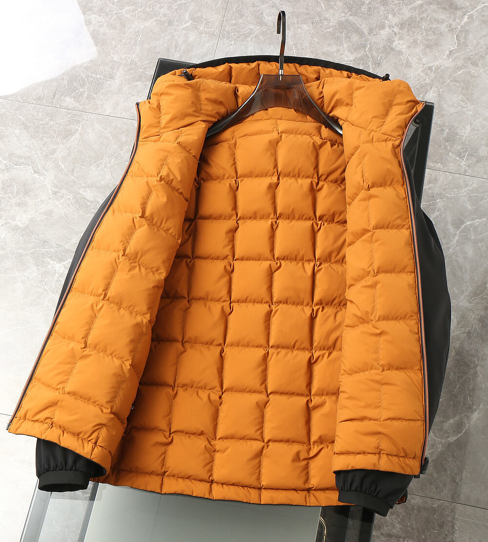 Zenga Reversible Hooded Down Jacket- Orange/Black