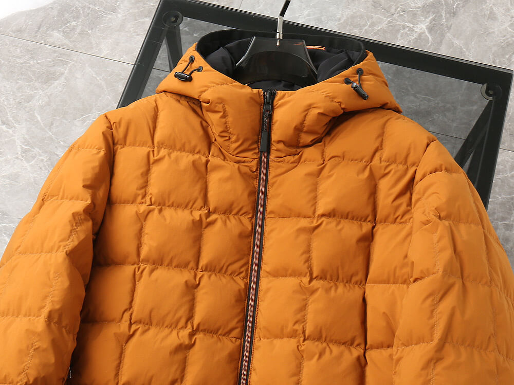 Zenga Reversible Hooded Down Jacket- Orange/Black