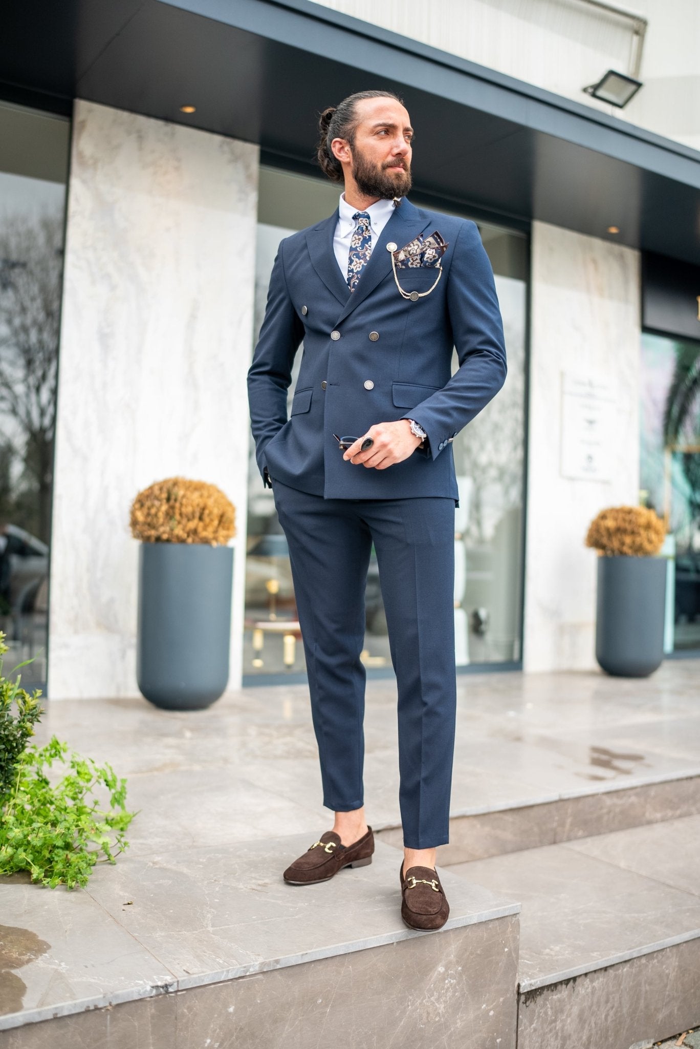 navy blue dress and suit Mermaid Prom Dresses Pic Color Command Attention: Double Breasted Navy