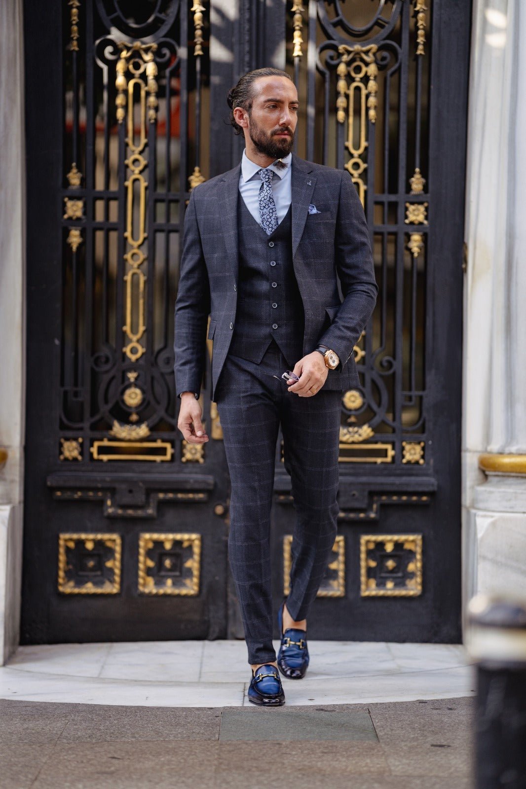 navy blue dress and grey tux Men's Navy Blue Tweed Suit Pants, 44 Short, Modern Fit