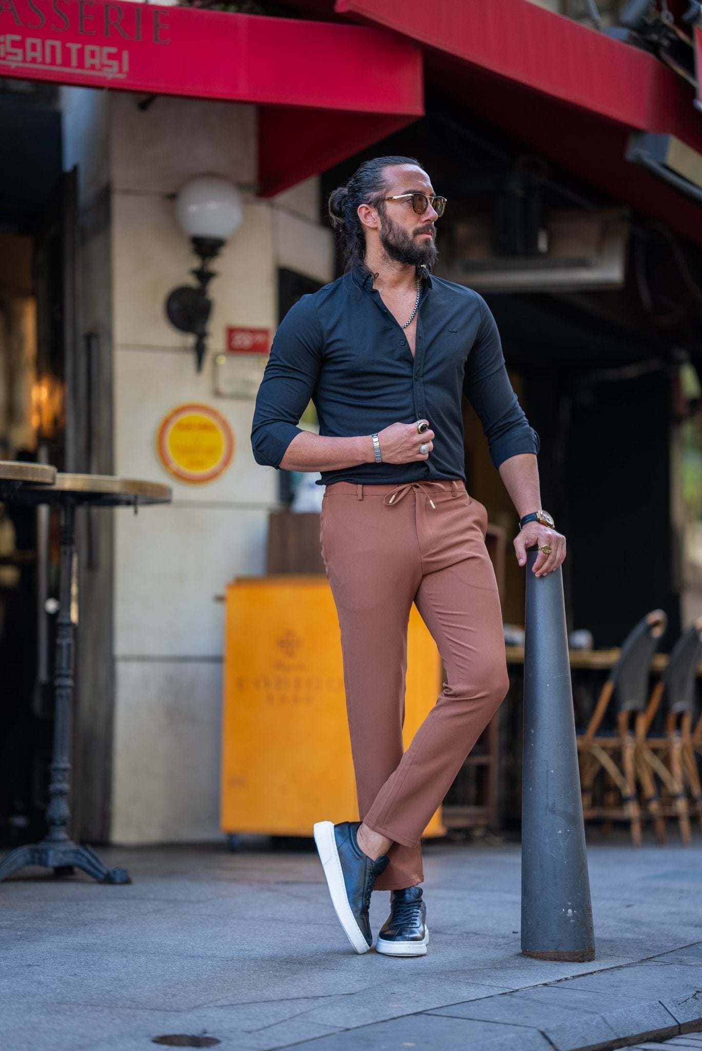 Men's Black Satin Lycra Shirt