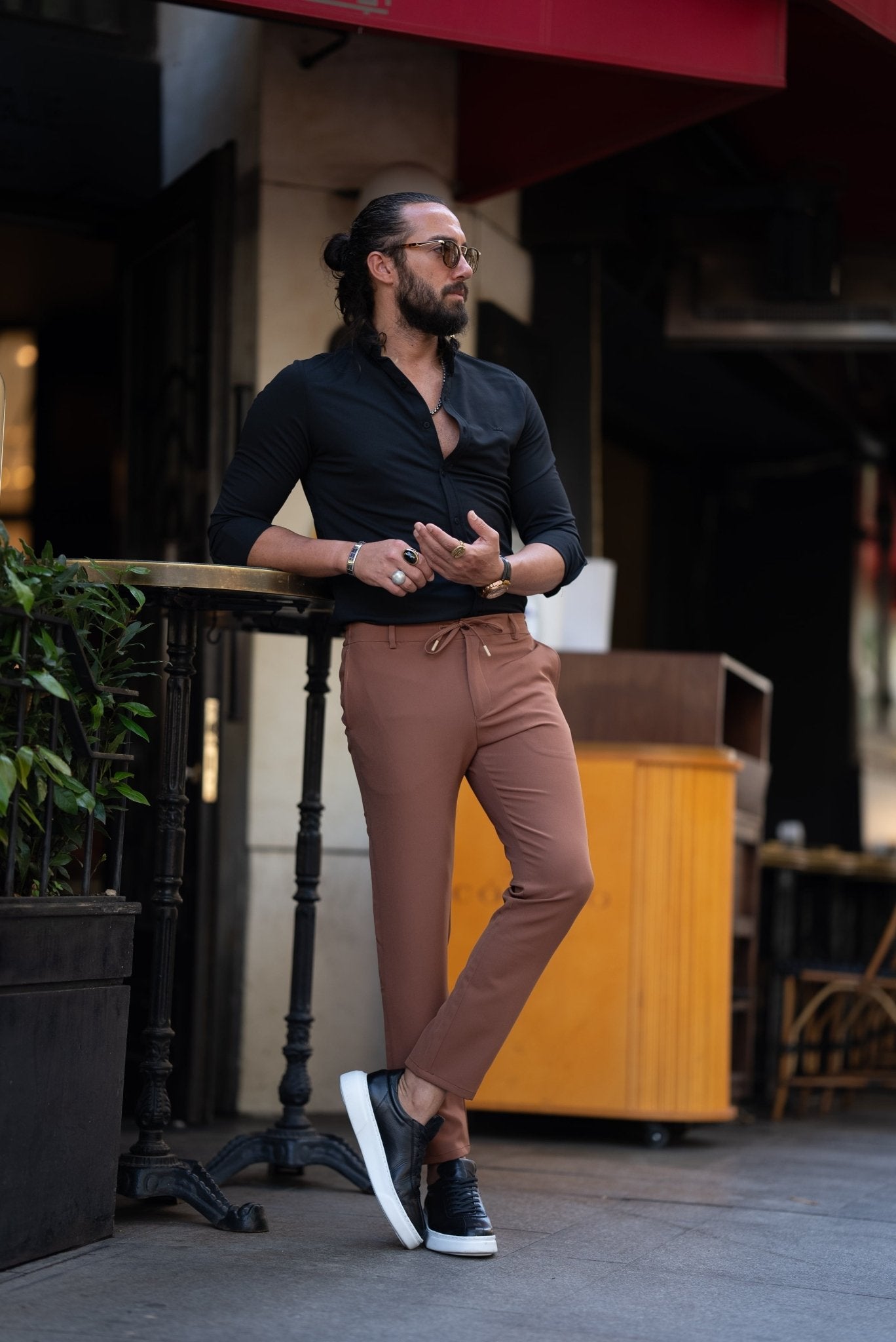 Men's Black Satin Lycra Shirt