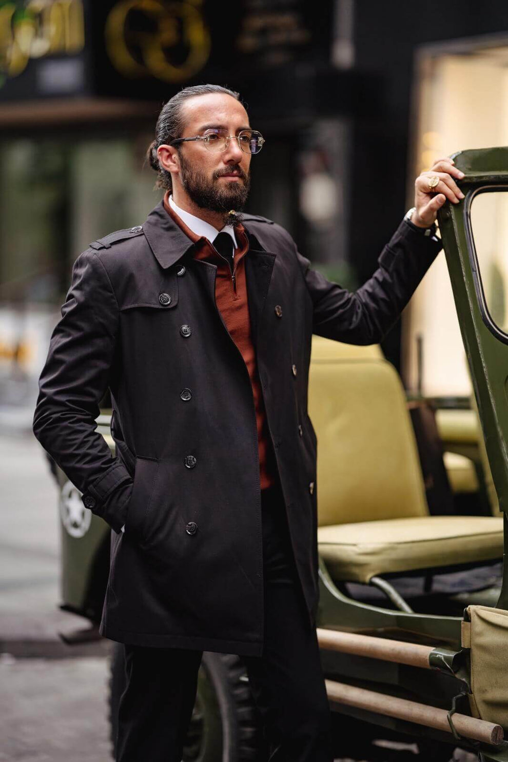 Men's Dress Coat Winter trench coat Rain Coat black main image 0