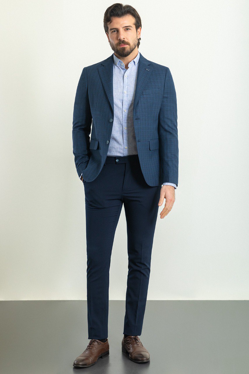 Navy Blue Patterned Blazer | Fall Wedding Attire | HolloMen Navy Blue Patterned Blazer | Fall Wedding Attire | HolloMen