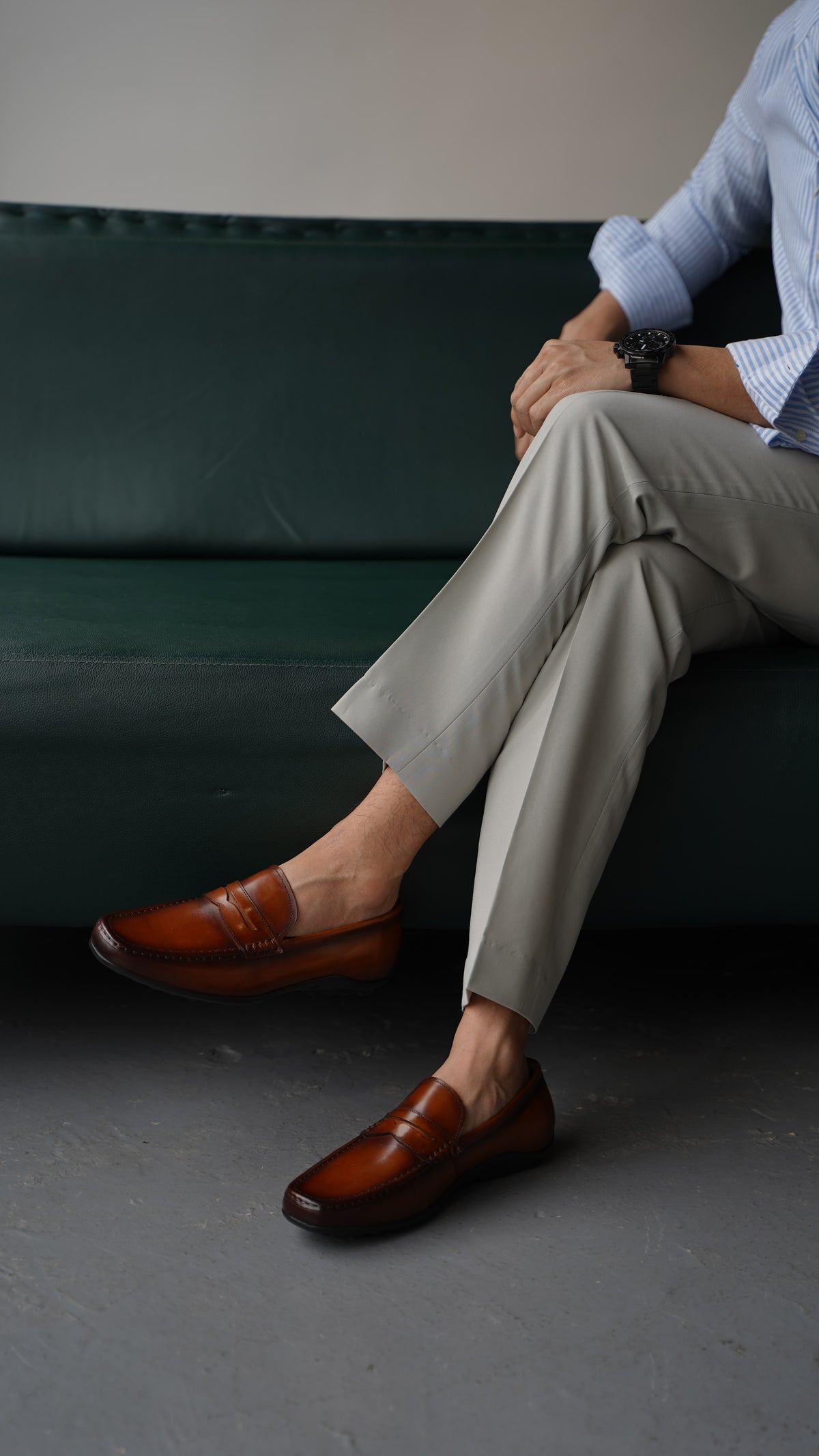 Lormoc Men\'s Leather Penny Loafers in Cognac Brown Cognac Brown  main image 2