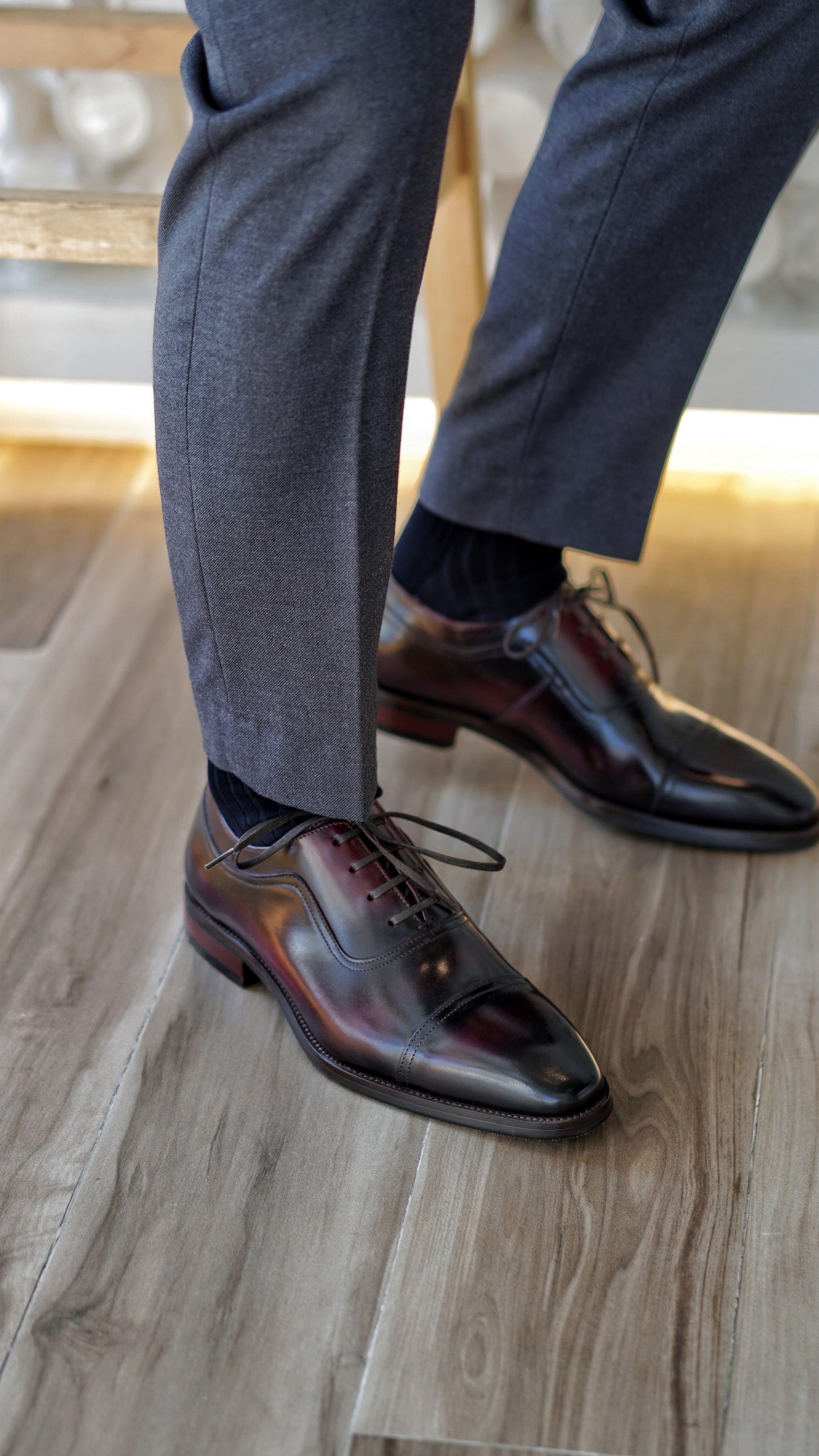 Burgundy Oxford Dress Shoes for – HolloMen - Main Image