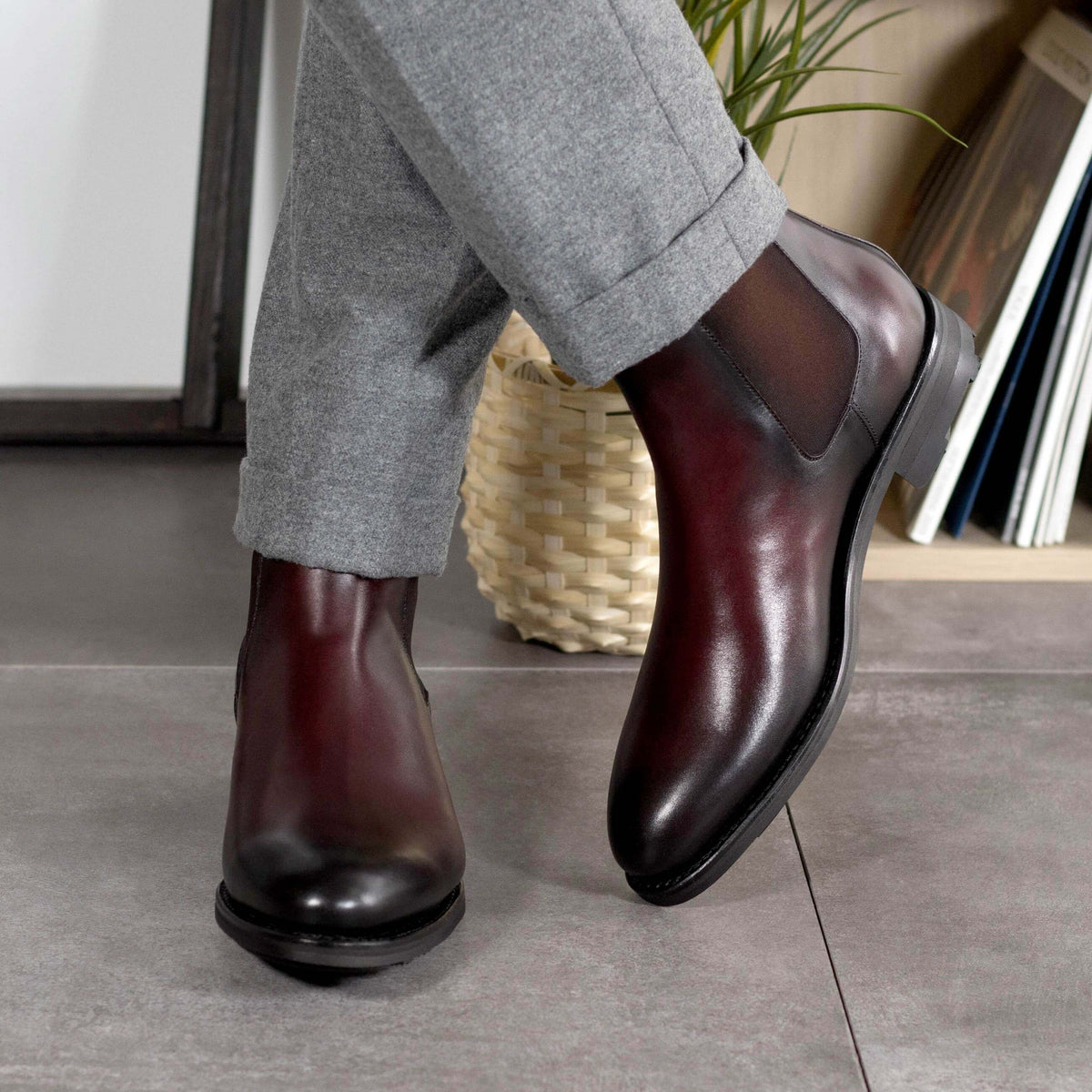 burgundy dress boots mens Handmade Chelsea for Men – Bespoke Leather Boots Length:Tea Length which is exactly why 11-12 7.25.25 Elisanya AOSHABABI Elegant Peacock