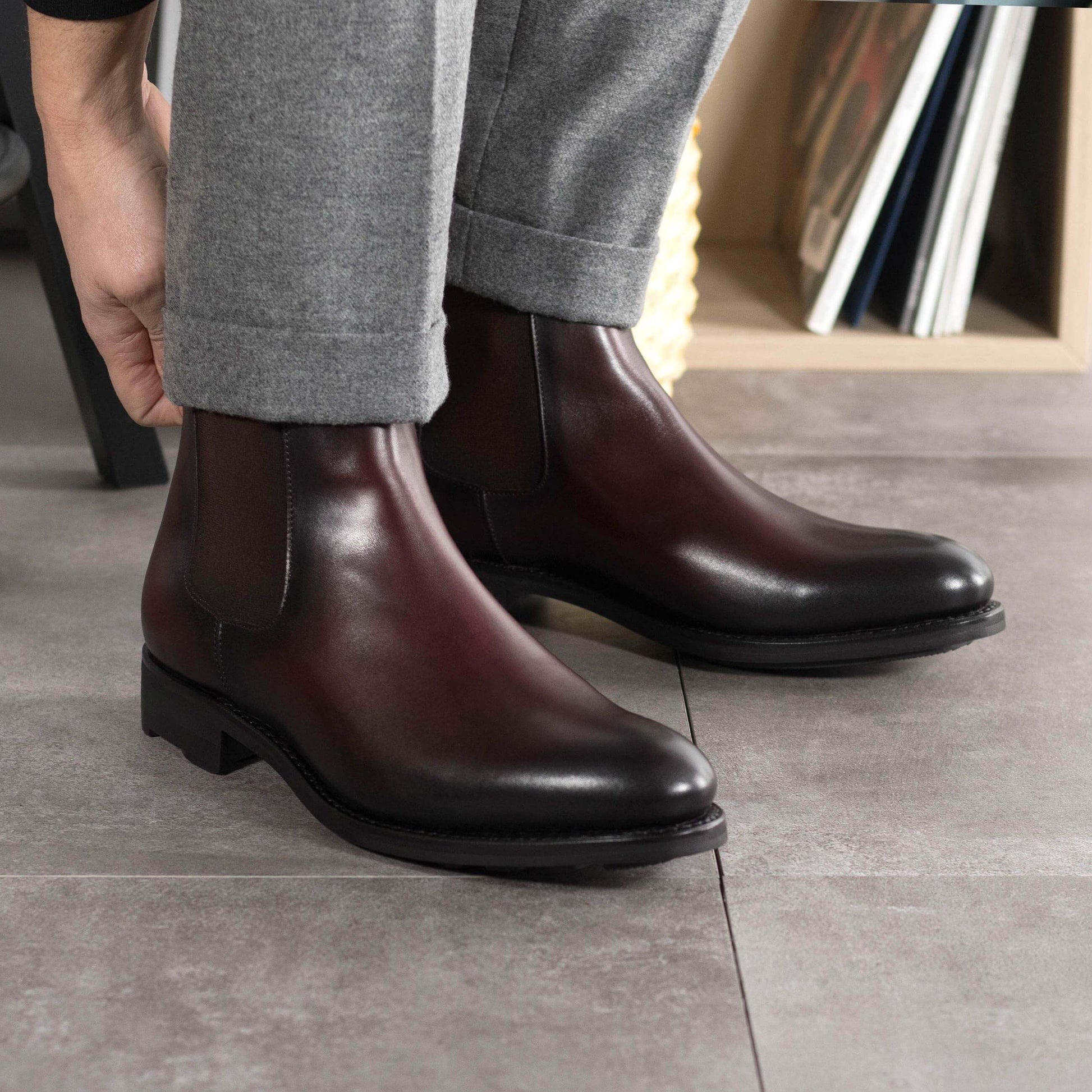 Handmade Burgundy Chelsea Boots for Men – Bespoke Leather Boots