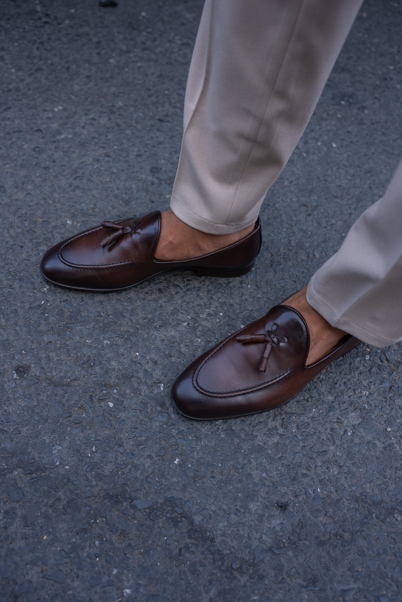 Unmatched Elegance With Brown Men's Tassel Loafers. 44