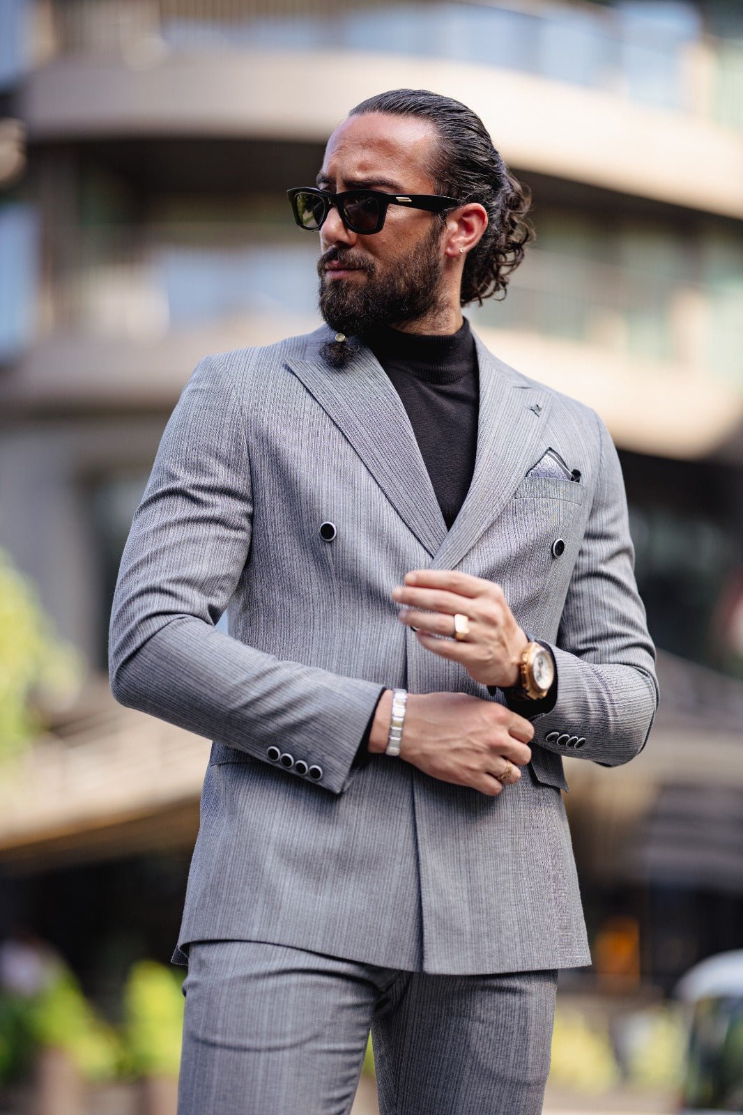 HolloMen's Men's Gray Double Breasted Business Casual Suit: A New Dimension of Dapper Style HolloMen's Men's Gray Double Breasted Business Casual Suit: A New Dimension of Dapper Style