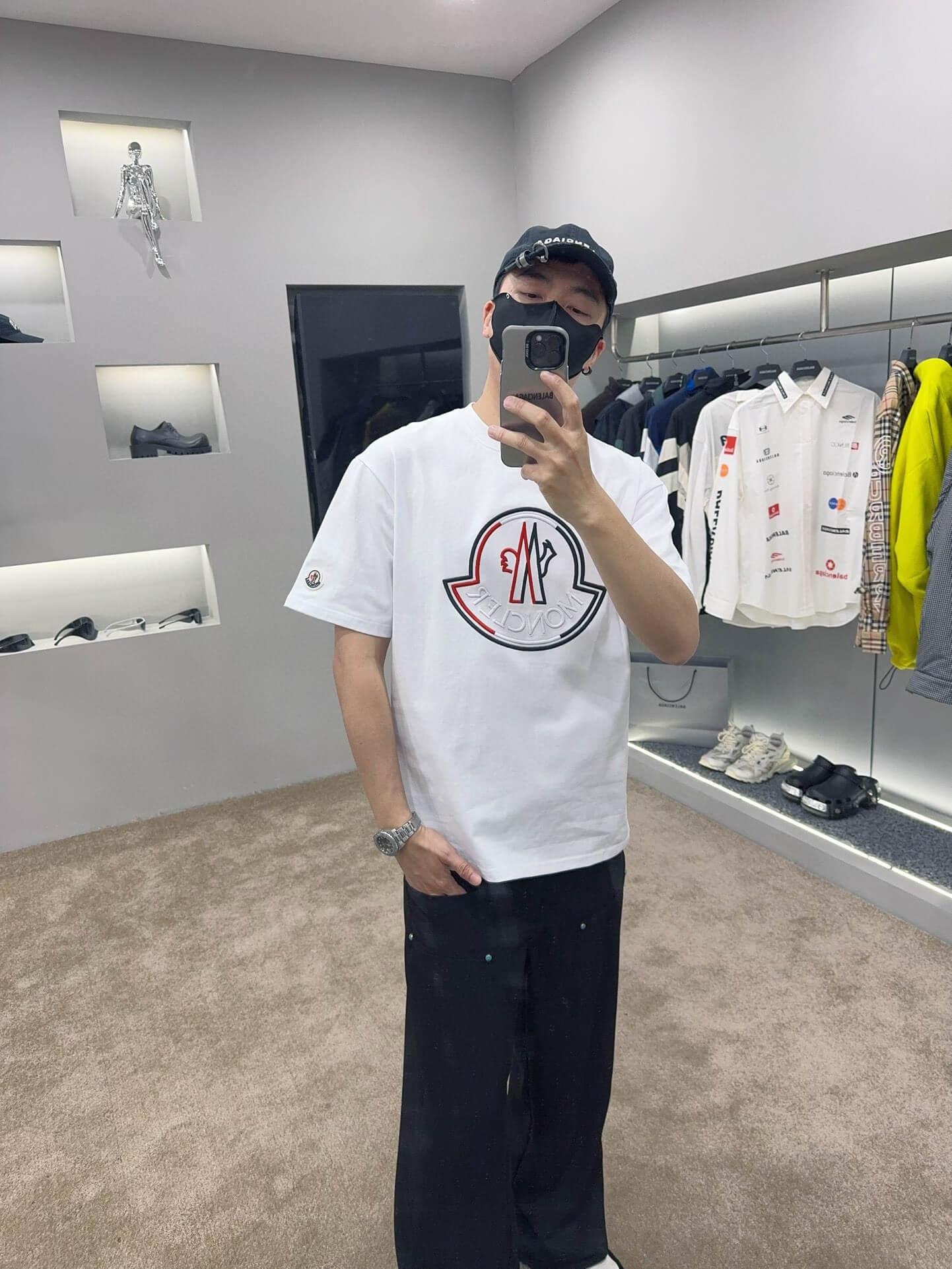 Moncler Shirt Logo Bordado Color Black