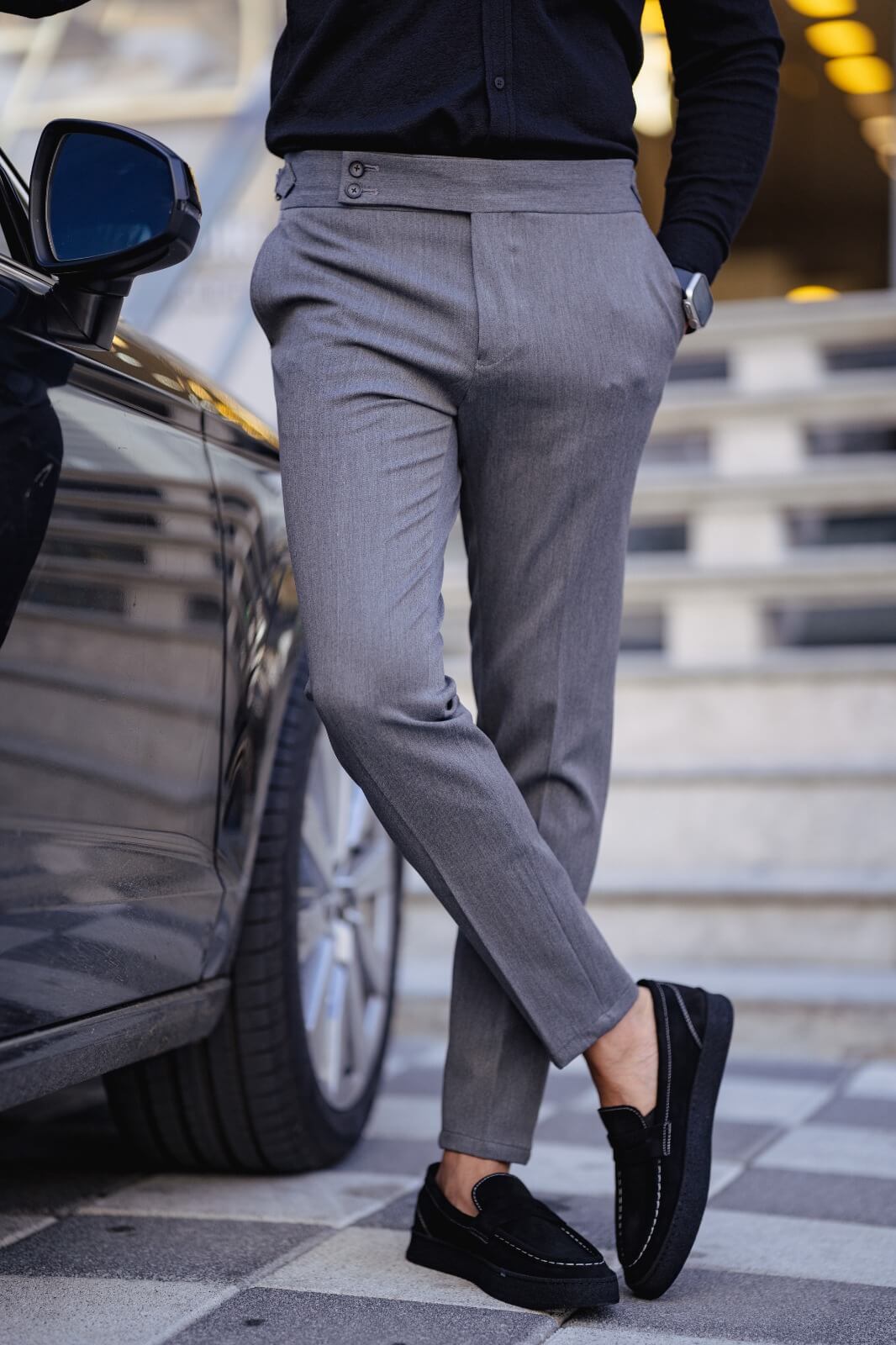 Gray Slim Fit Trousers
