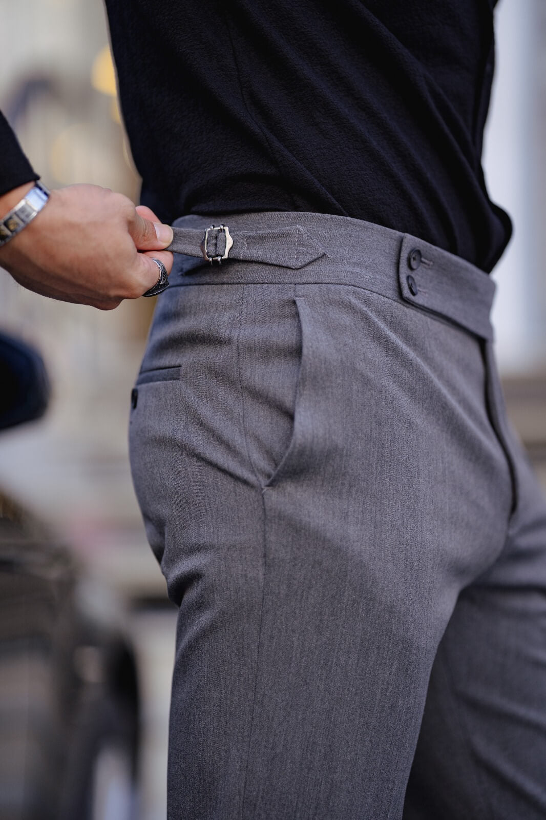 Gray Slim Fit Trousers