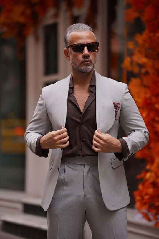 Gray Shawl Collar Suit