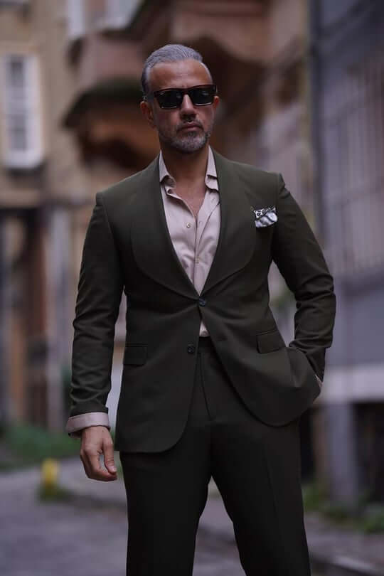 Green Shawl Collar Suit