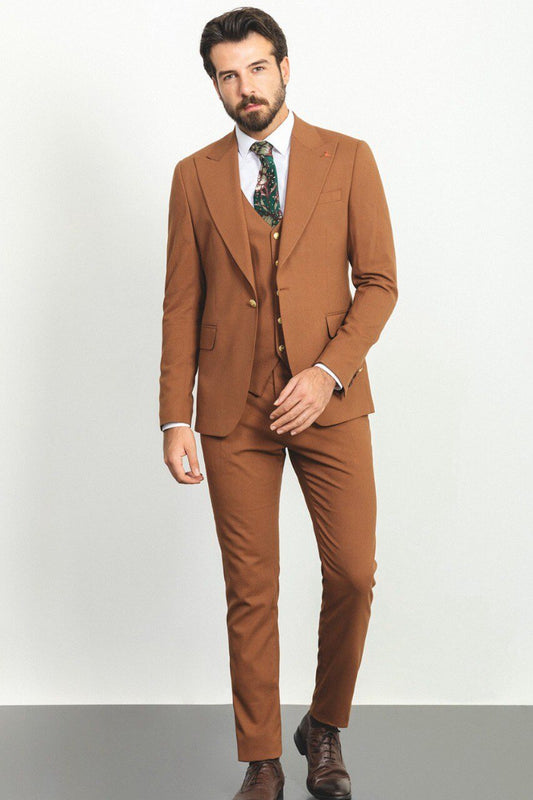 A Camel 3-Piece Suit on Display. 